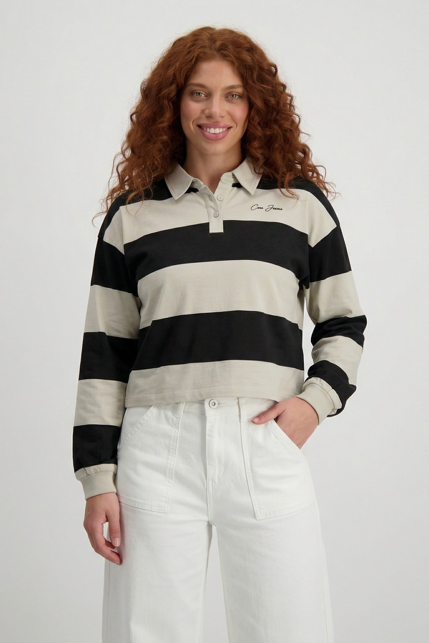 Cars Jeans Svetla Polo Ls Black Maat: M | Longsleeves Outlet | Dames | Beige