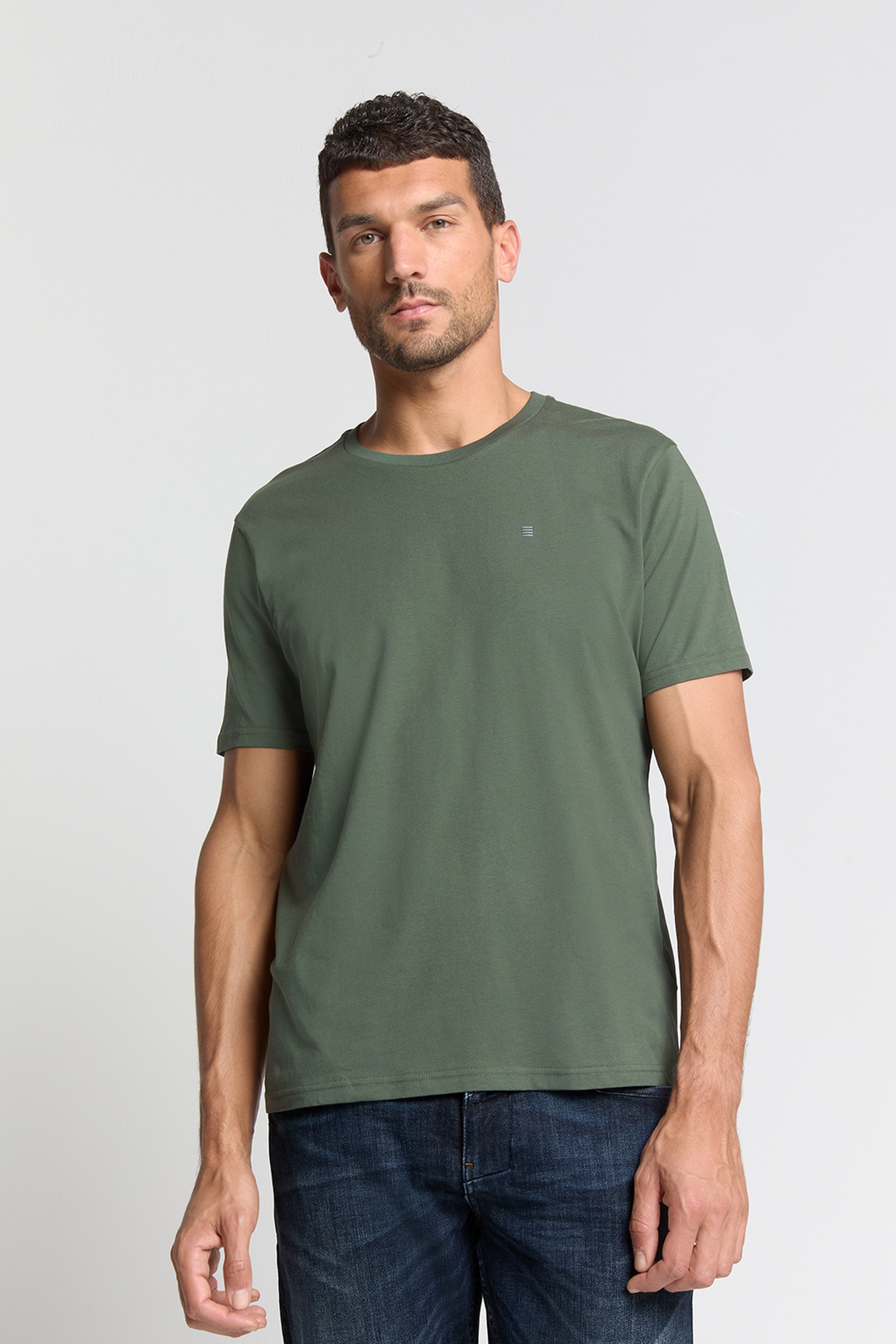No Excess T-shirt Crewneck Solid Basic Dark Green Maat: XXL | Basic T-Shirts Outlet | Heren | Groen