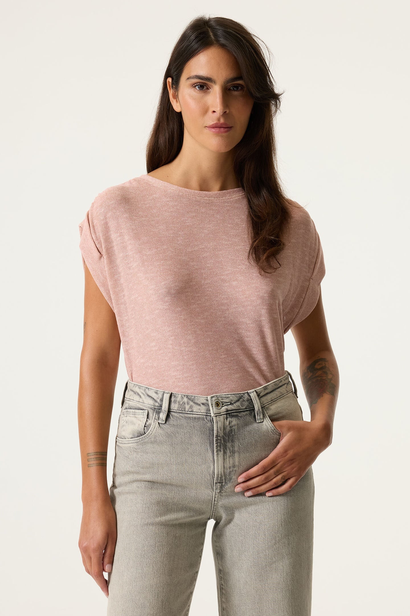 Garcia Ladies T-shirt Ss Dusty Melee Maat: S | Tops Outlet | Dames | Roze