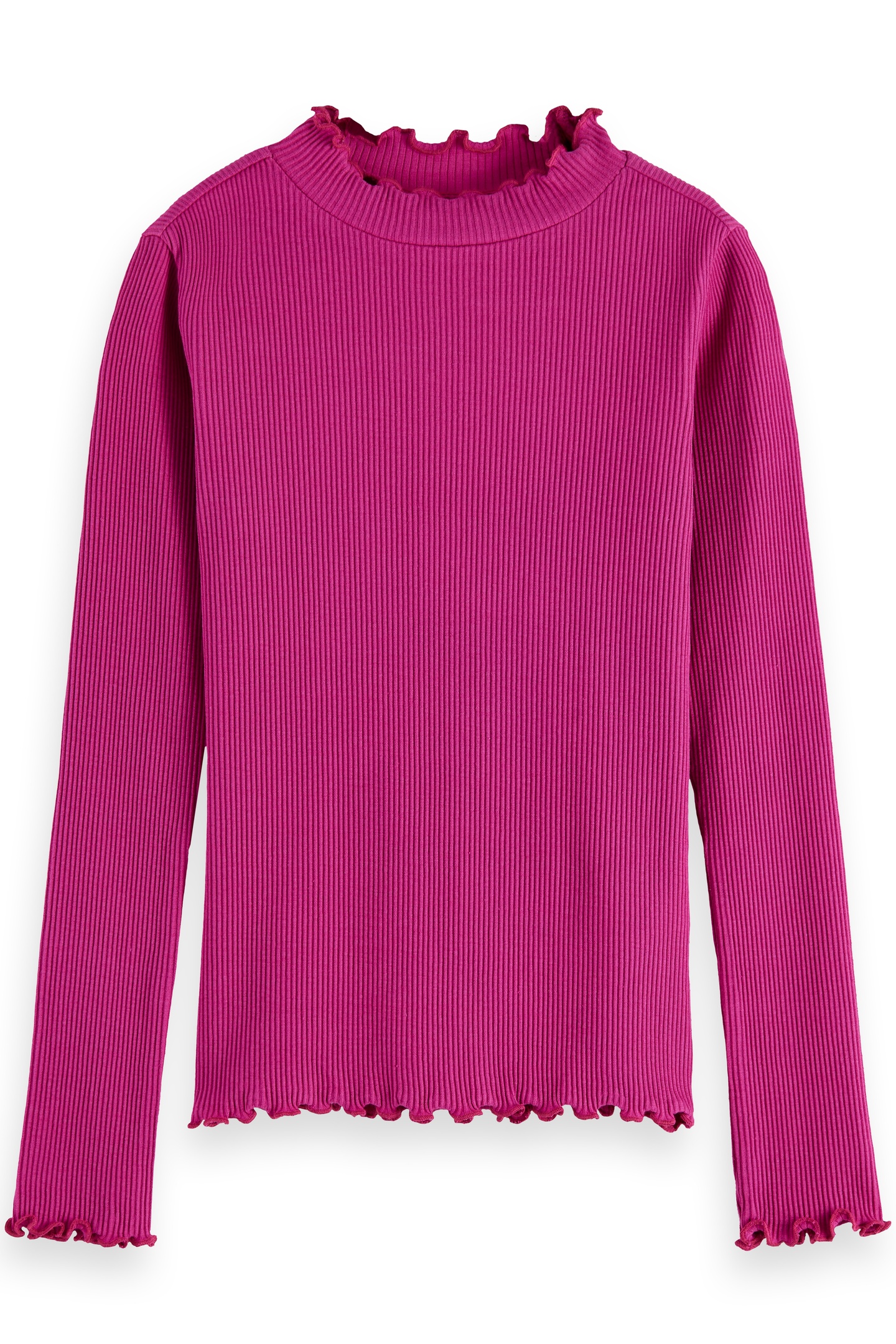 Scotch & Soda Girl Mock Neck Ribbed Slim-fit Long-sleeve T-shirt Fuchsia R Maat: 4 | T-Shirts Outlet | kids | Roze