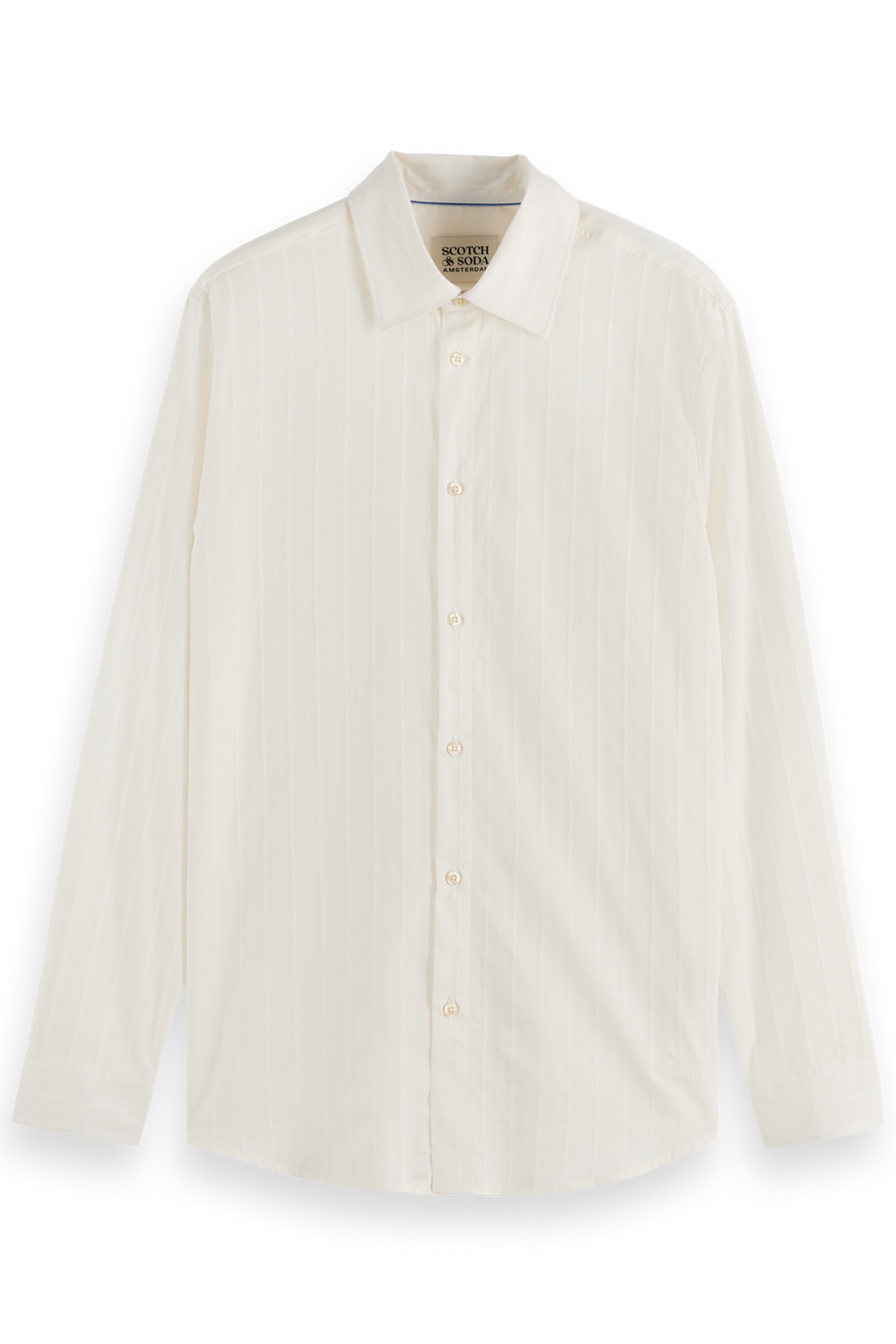 Scotch & Soda Regular Fit Dobby Shirt Swan Maat: M | Zakelijke Overhemden Outlet | Heren | Wit