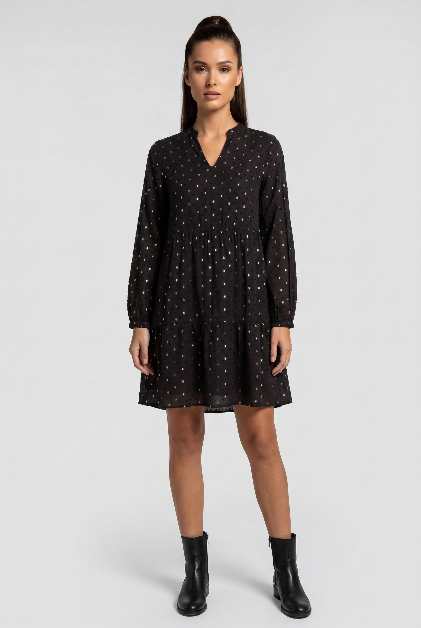 Comma  Dresses Grey/black Maat: 36 | Blousejurken Outlet | Dames | Zwart