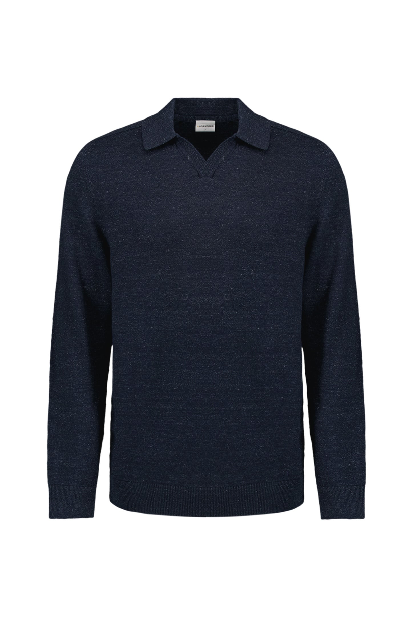No Excess Pullover Polo With Linen Deep Blue Maat: XXL | Sweaters Outlet | Heren | Blauw