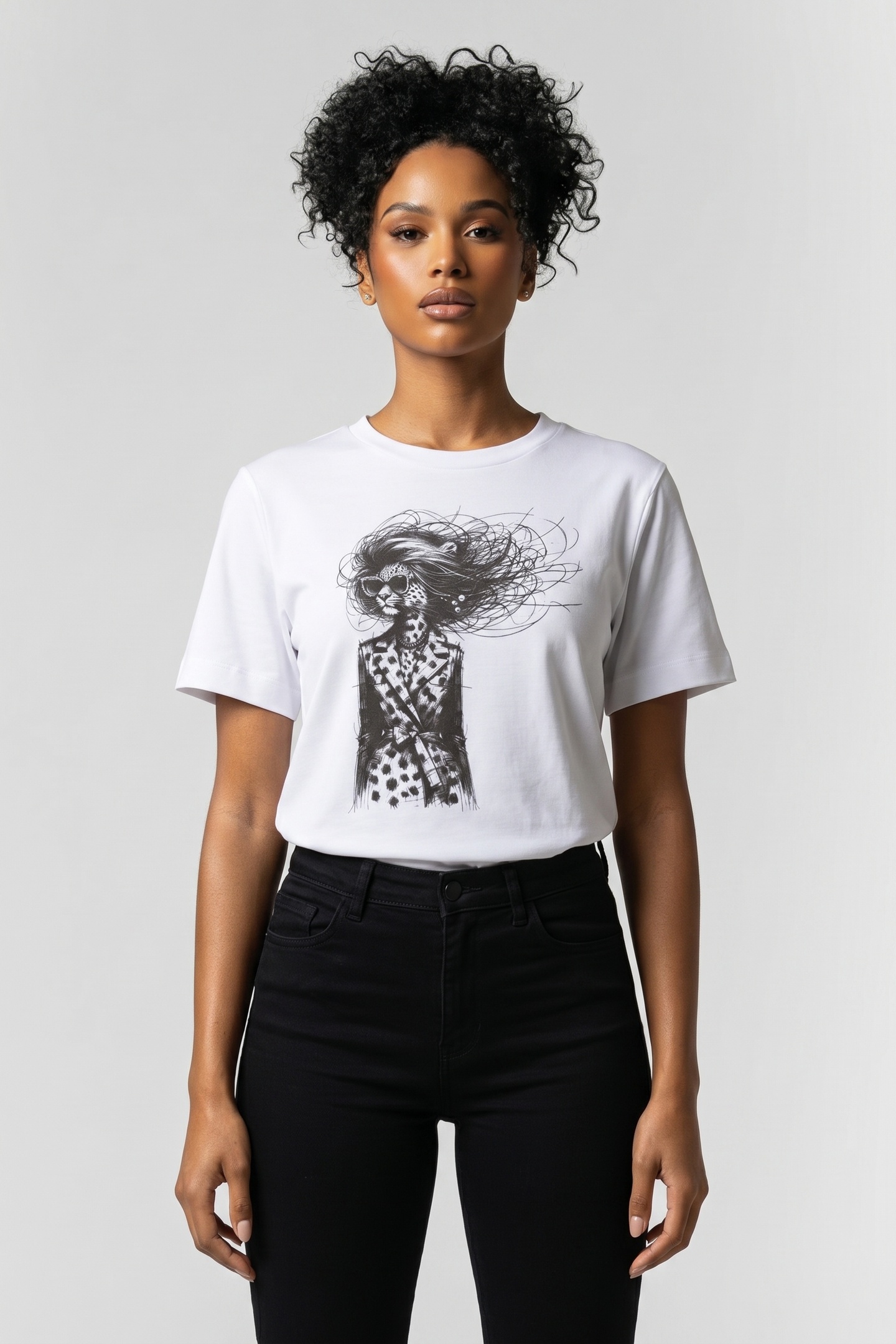 Rich & Royal Easy Fit T-shirt Leopard Organic White Maat: XS | Tops Outlet | Dames | Wit