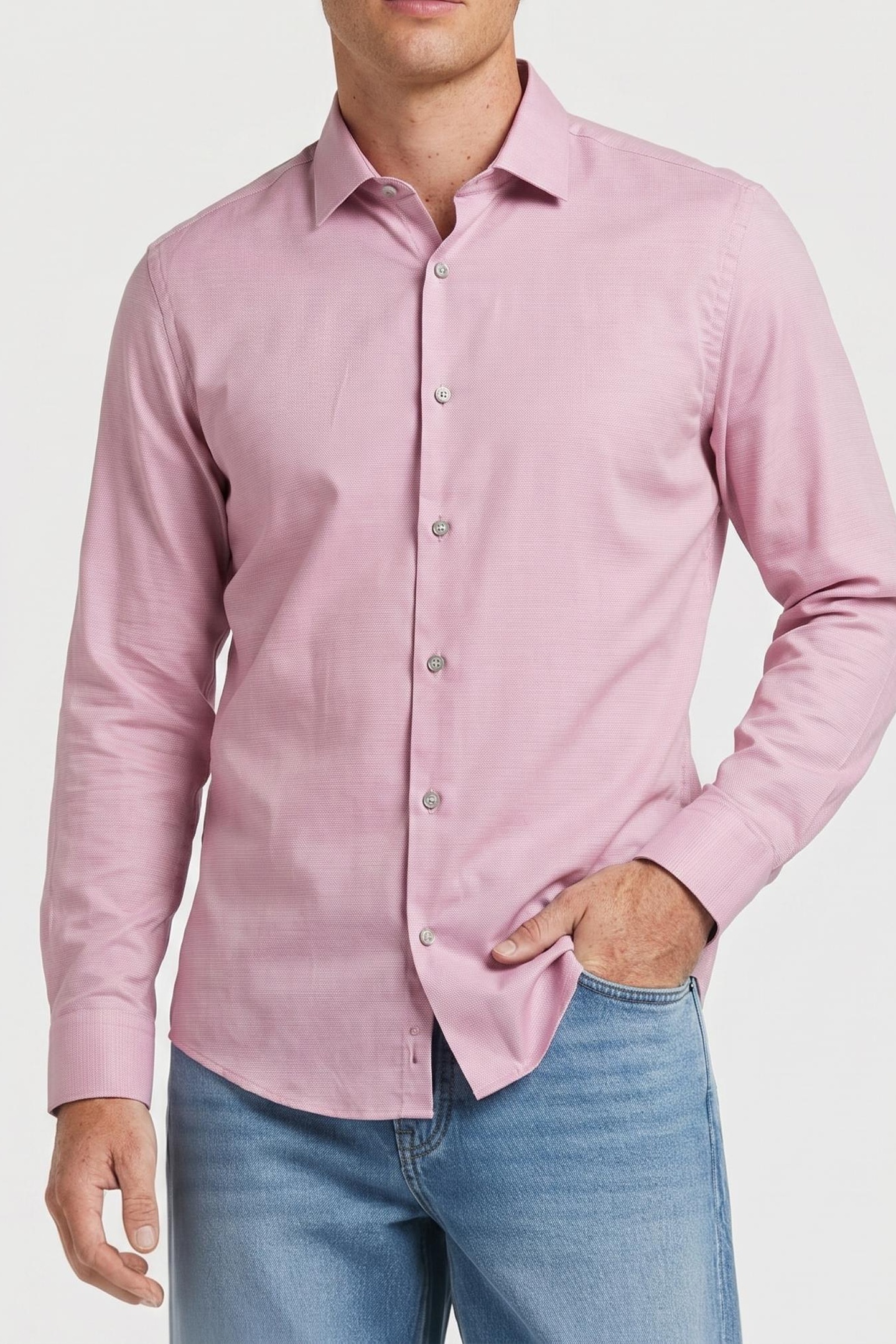 Calvin Klein Slim Essential Poplin St Brick Red Maat: 37 | Zakelijke Overhemden Outlet | Heren | Roze