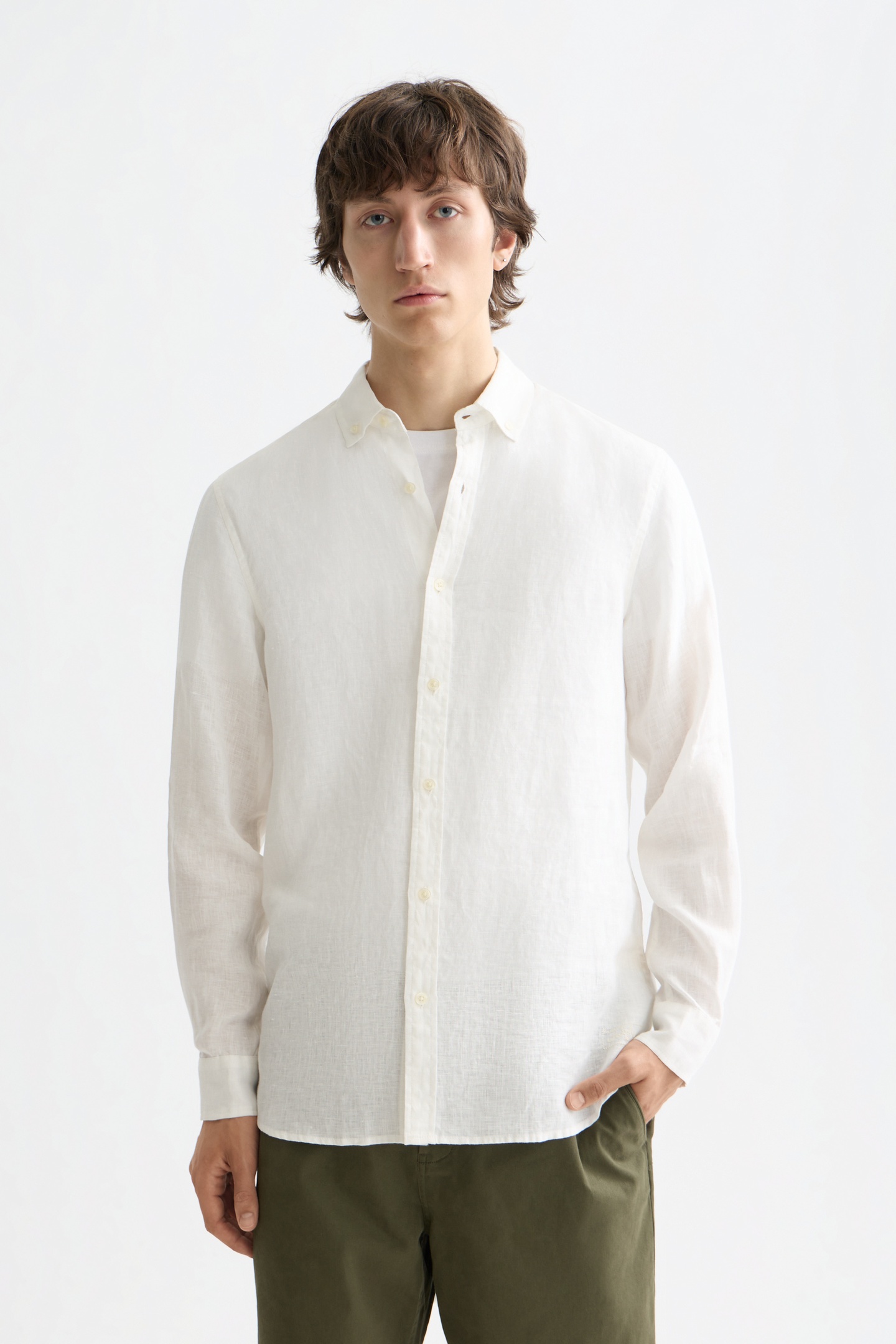 Scotch & Soda Nos Linen Regular-fit Shirt Off White Maat: S | Casual Overhemden Outlet | Heren | Wit