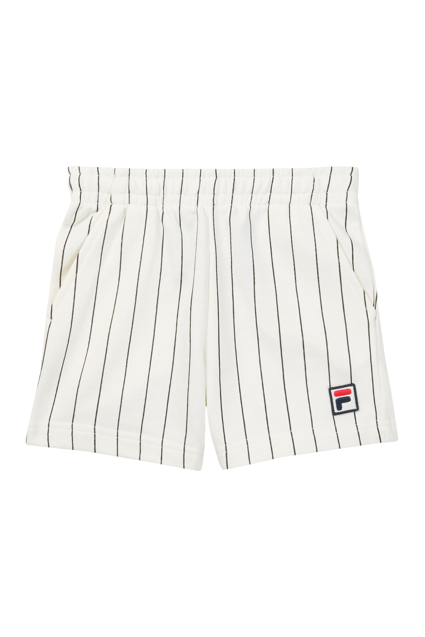 FILA Lubaco Regular Pinstriped Sweat Shorts Egret / Black Striped Maat: 86/92 | Broeken Outlet | kids | Creme