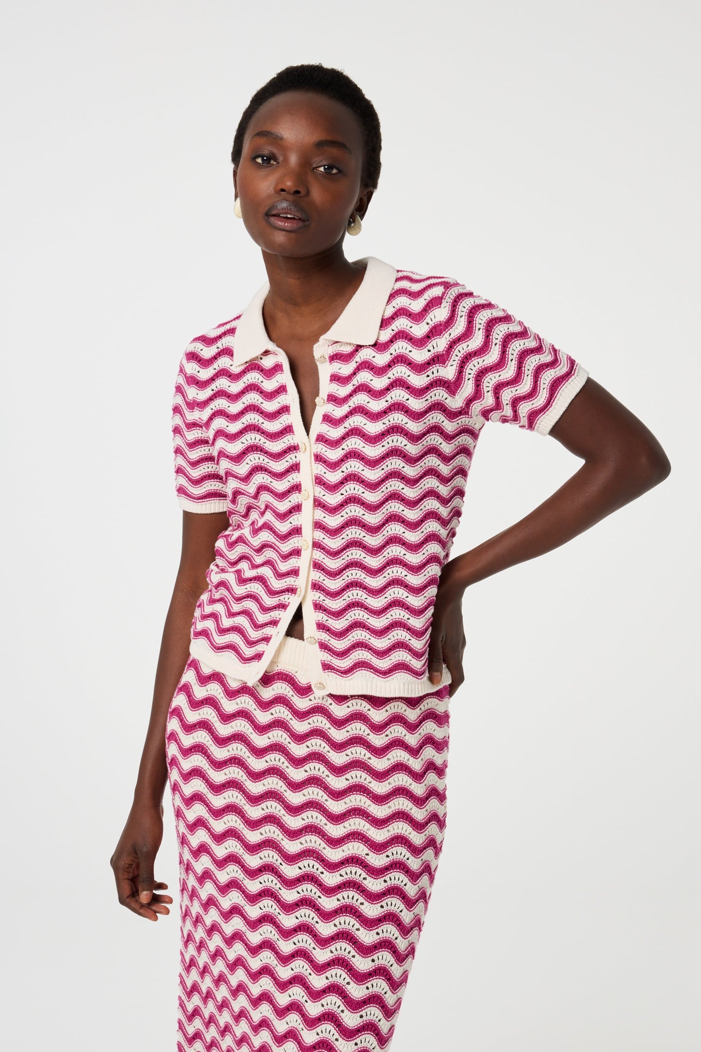 Fabienne Chapot Caro Crochet Cardigan Pink Craze Maat: M | Jassen Outlet | Dames | Roze
