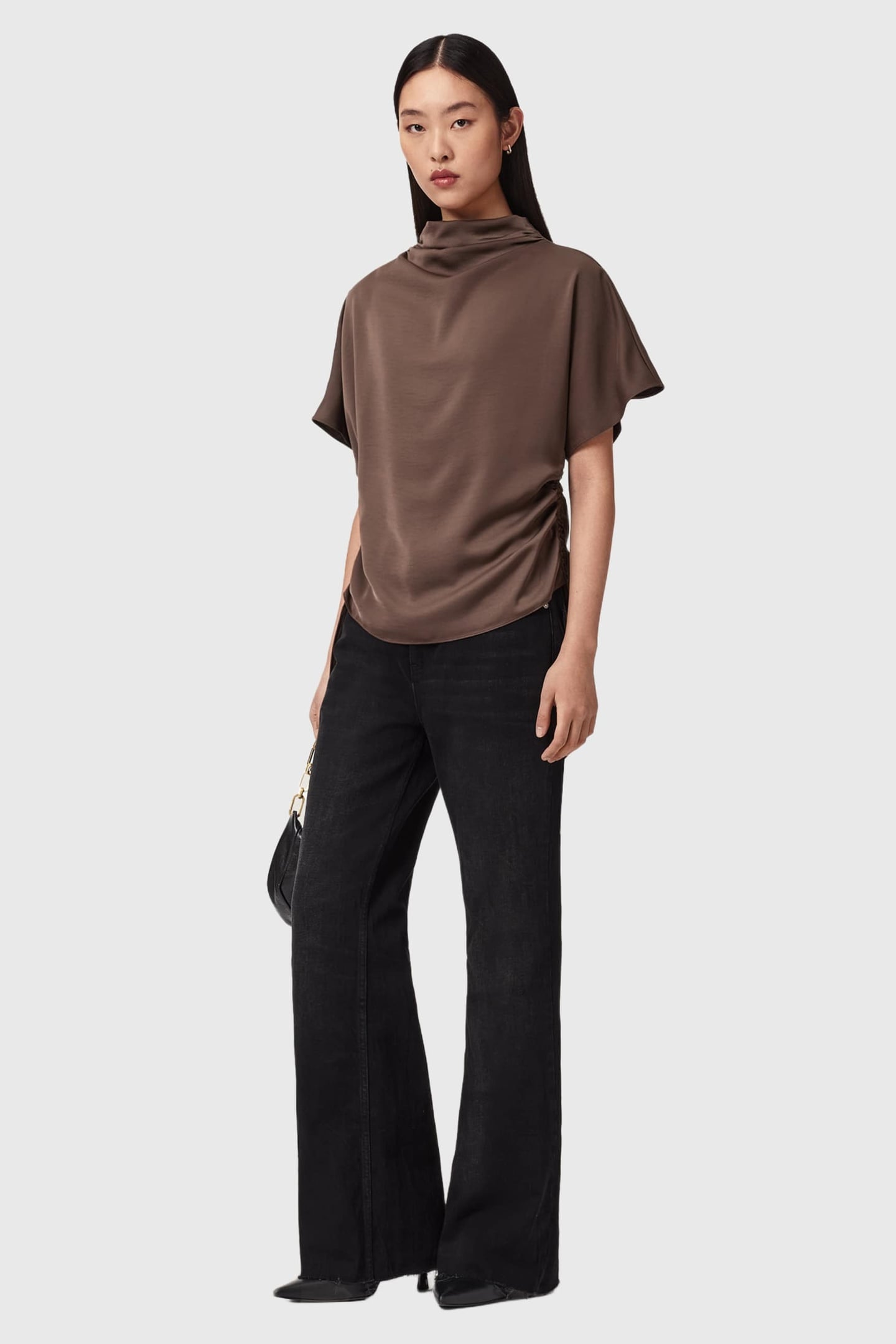 AllSaints Leslie Top Pot Brown Maat: 2 | Blouses Outlet | Dames | Bruin