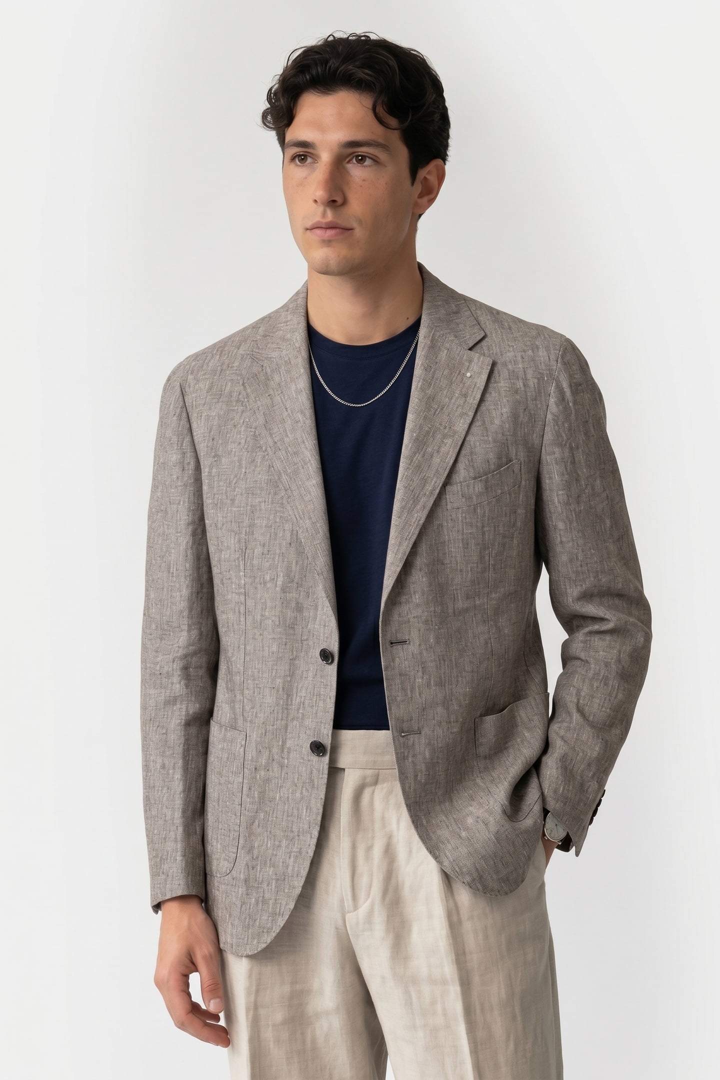 Brooks Brothers Jacket Regular Lining Linen Light Brown Maat: 42 | Blazers Outlet | Heren | Grijs
