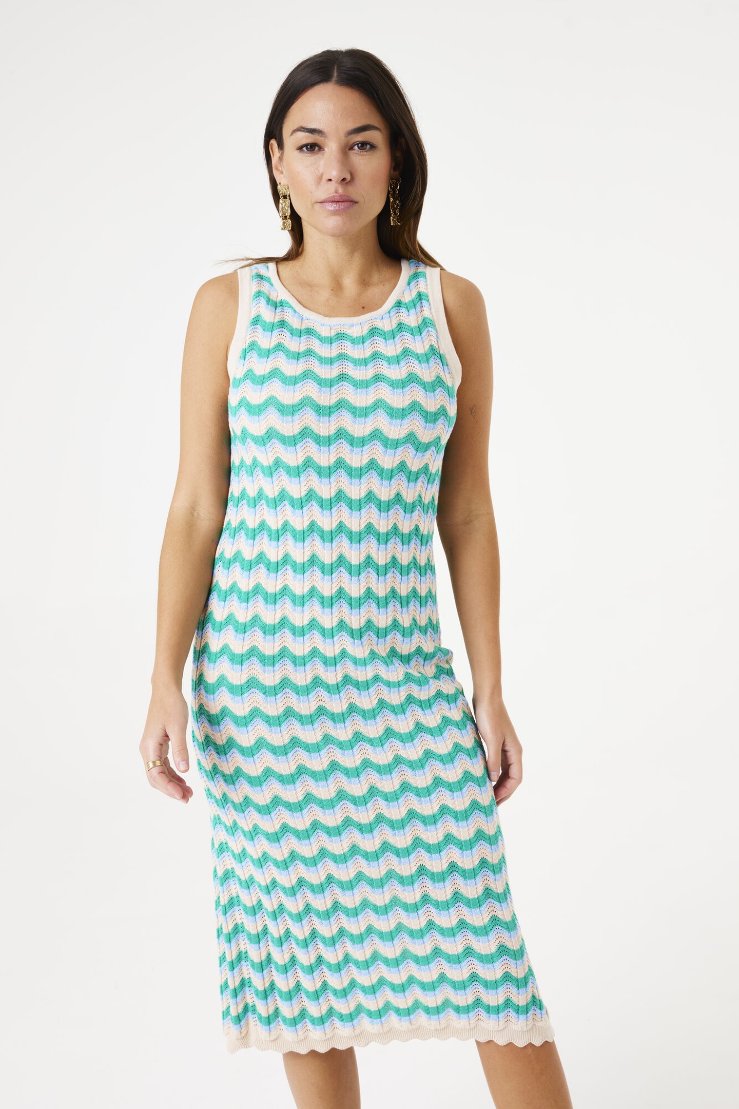 Garcia Ladies Dress Vivid Green Maat: M | Midi Jurken Outlet | Dames | Blauw