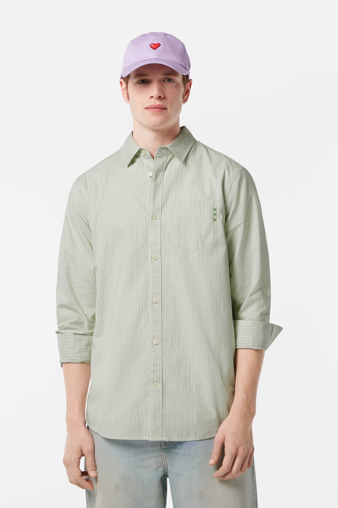 Scotch & Soda Regular Fit Striped Oxford Shirt Pistachio Stripe Talla: M | Camisas Casuales Outlet | Hombre | Verde