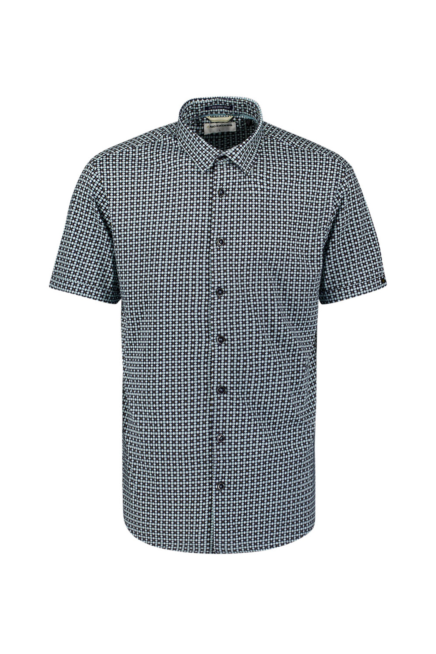 No Excess Shirt Short Sleeve Jersey Allover Printed Indigo Blue Maat: L | Casual Overhemden Outlet | Heren | Blauw