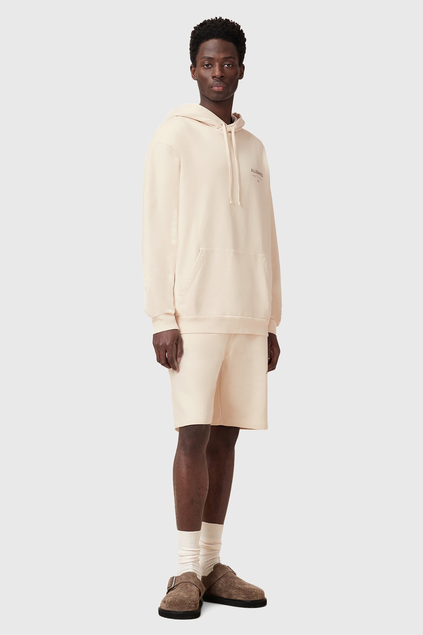 AllSaints Underground Oth Hood Sandy White Maat: XS | Hoodies Outlet | Heren | Beige