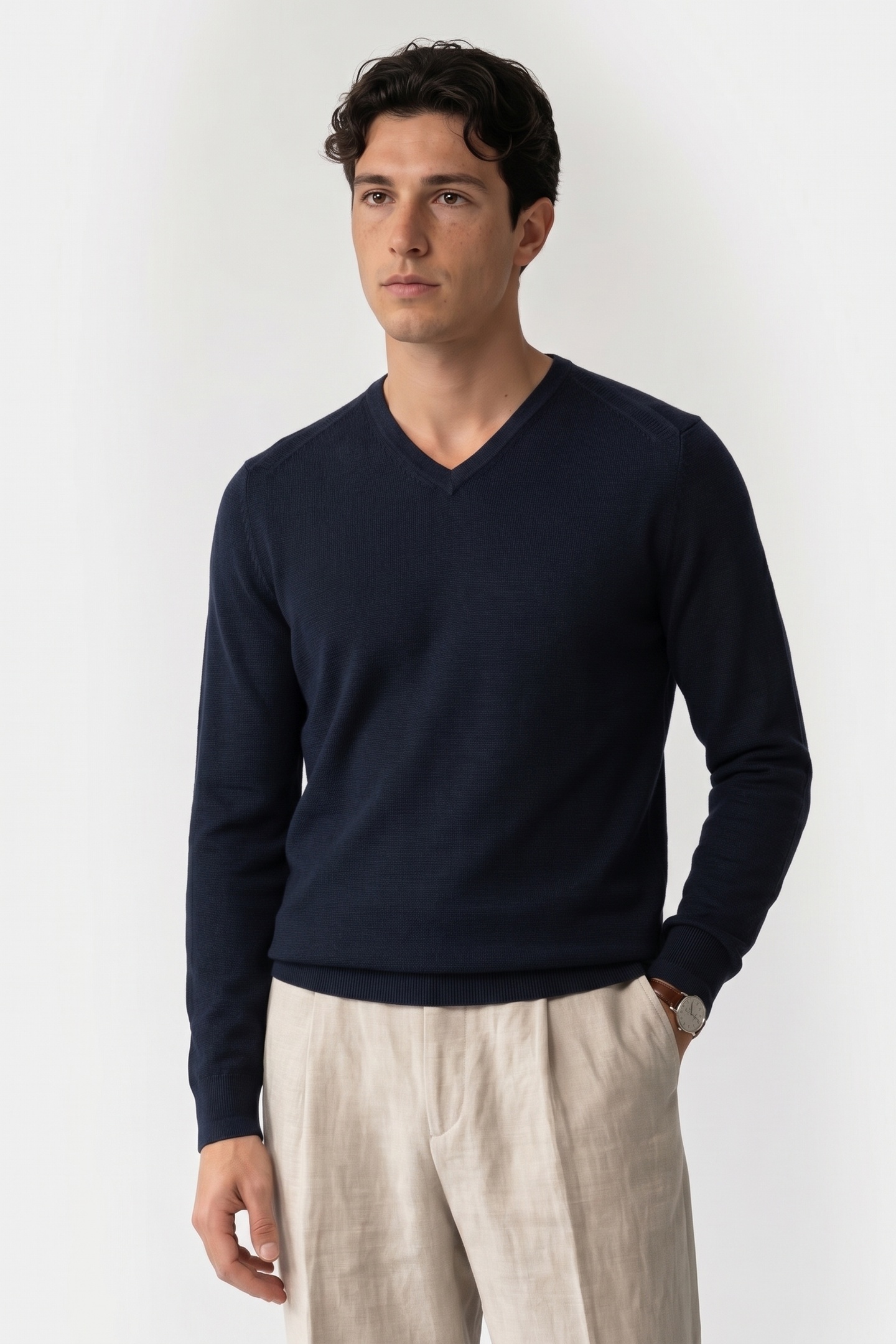 Brooks Brothers V-neck Organic Cotton Navy Maat: XXXL | Sweaters Outlet | Heren | Blauw