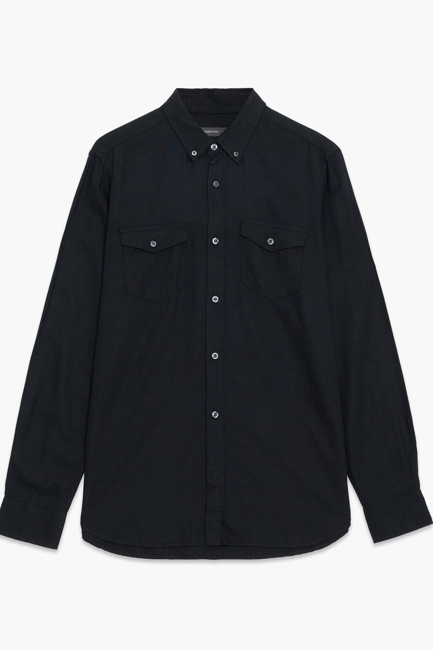 French Connection Linen 2 Pocket Ls Black Maat: L | Casual Overhemden Outlet | Heren | Zwart