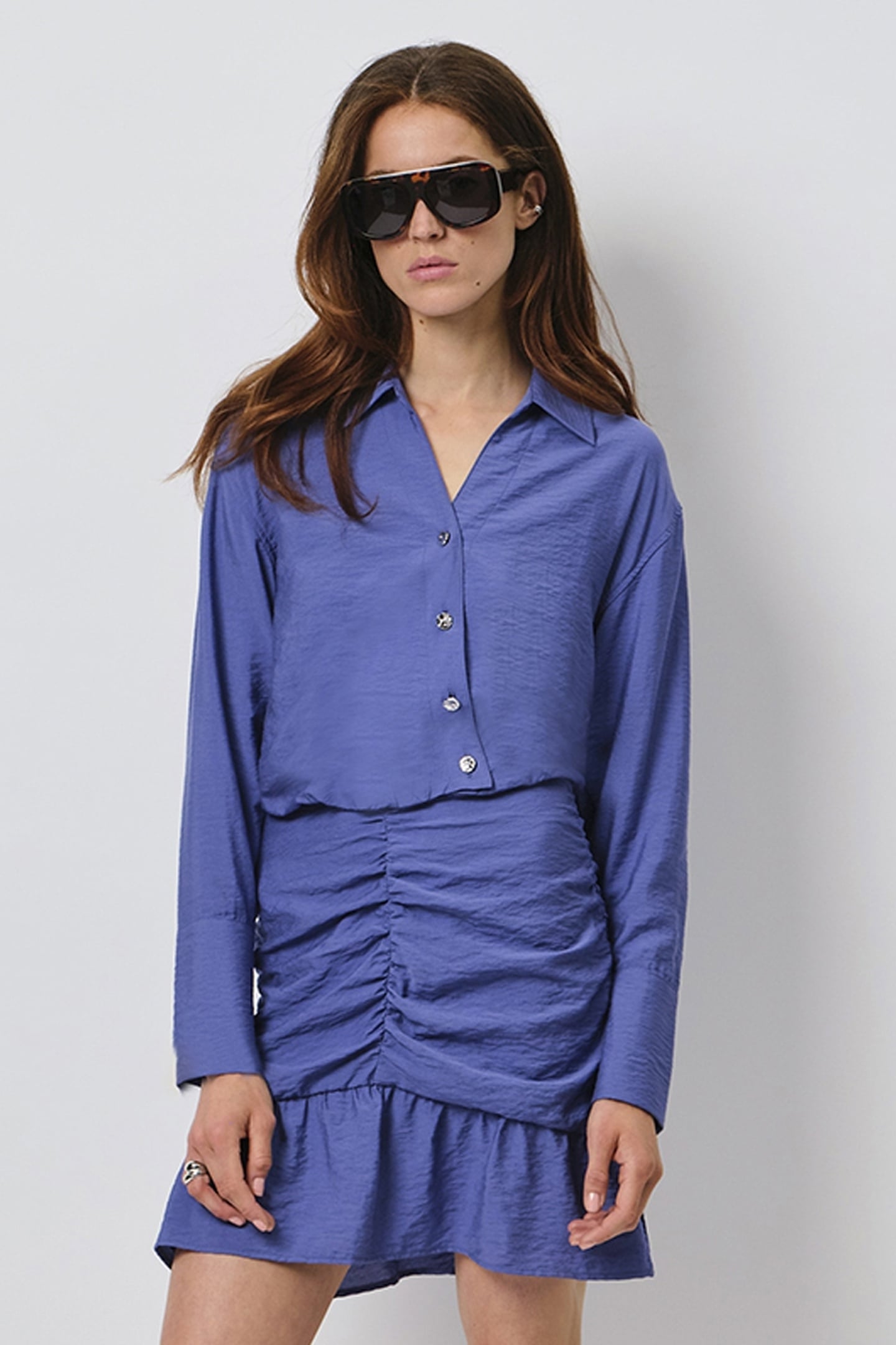 Dante6 Billy Drapey Shirt Twilight Blue Maat: 42 | Longsleeves Outlet | Dames | Blauw