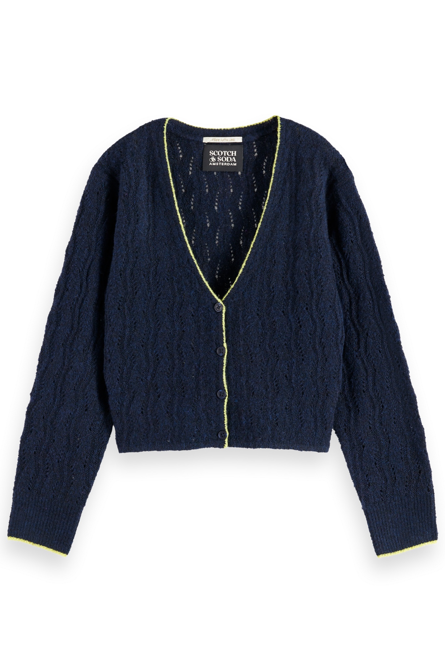 Scotch & Soda Girl Lightweight Ajour-knitted Cardigan Sky Captain Melange Size: 6 | Sweaters & Cardigans Outlet | kids | Blauw
