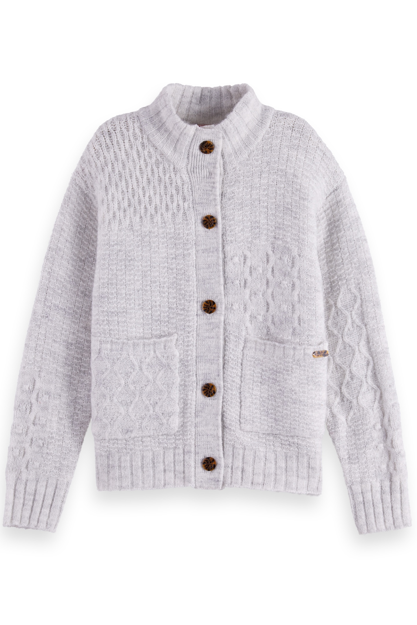 Scotch & Soda Girl Patchwork Melange Alpaca-blend Cardigan Light Grey Mela Taglia: 8 | Giacche Outlet | kids | Grigio