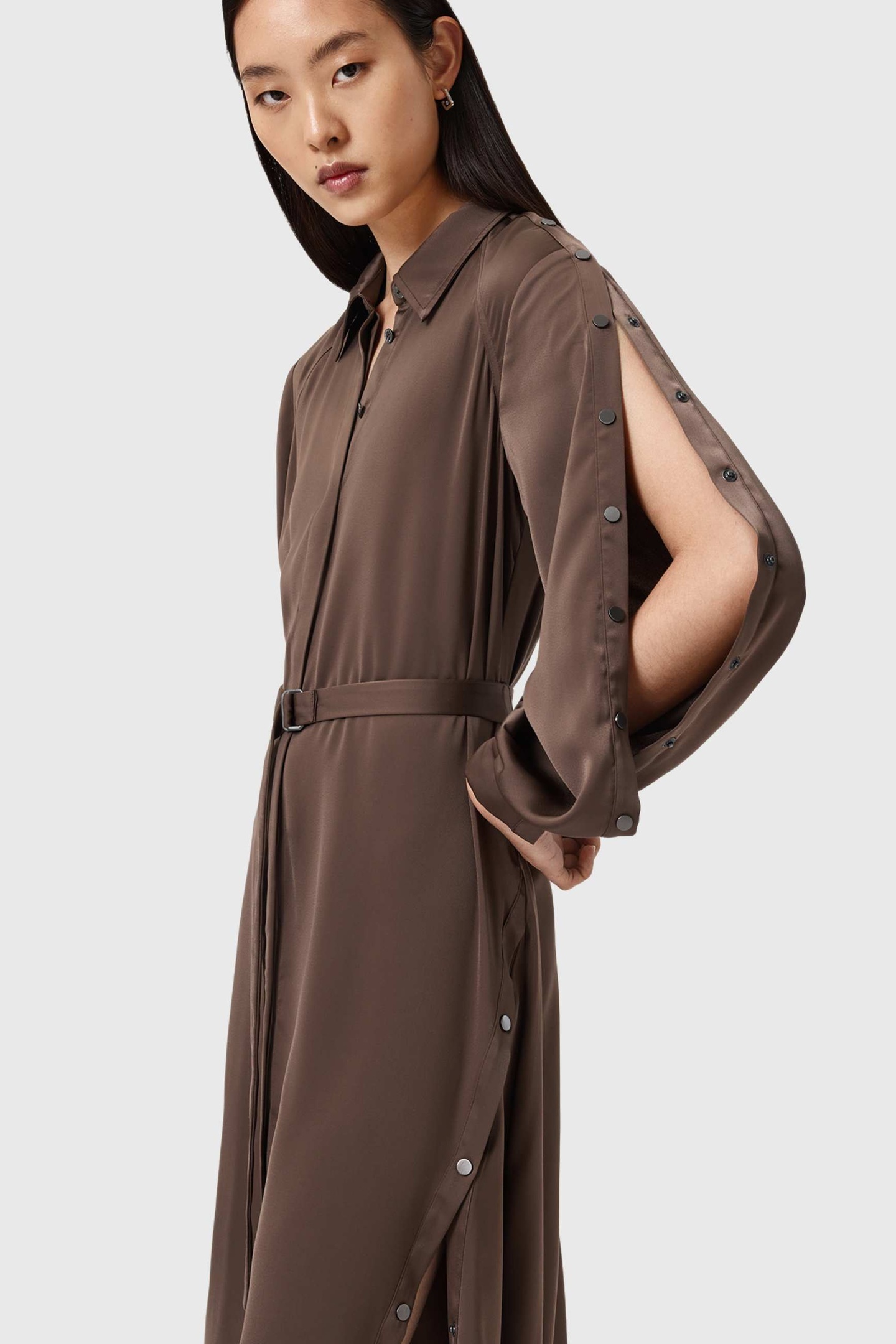 AllSaints Lexi Dress Pot Brown Maat: 8 | Blousejurken Outlet | Dames | Bruin
