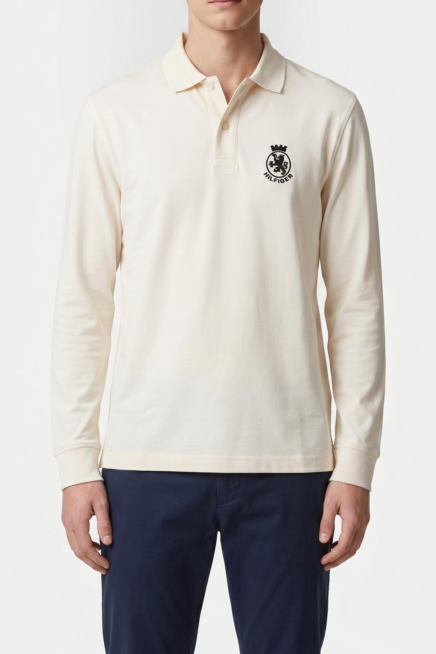 Tommy Hilfiger Ls Gifting Interlock Polo Ivory Petal Taglia: M | Maglie a manica lunga Outlet | Uomo | Bianco