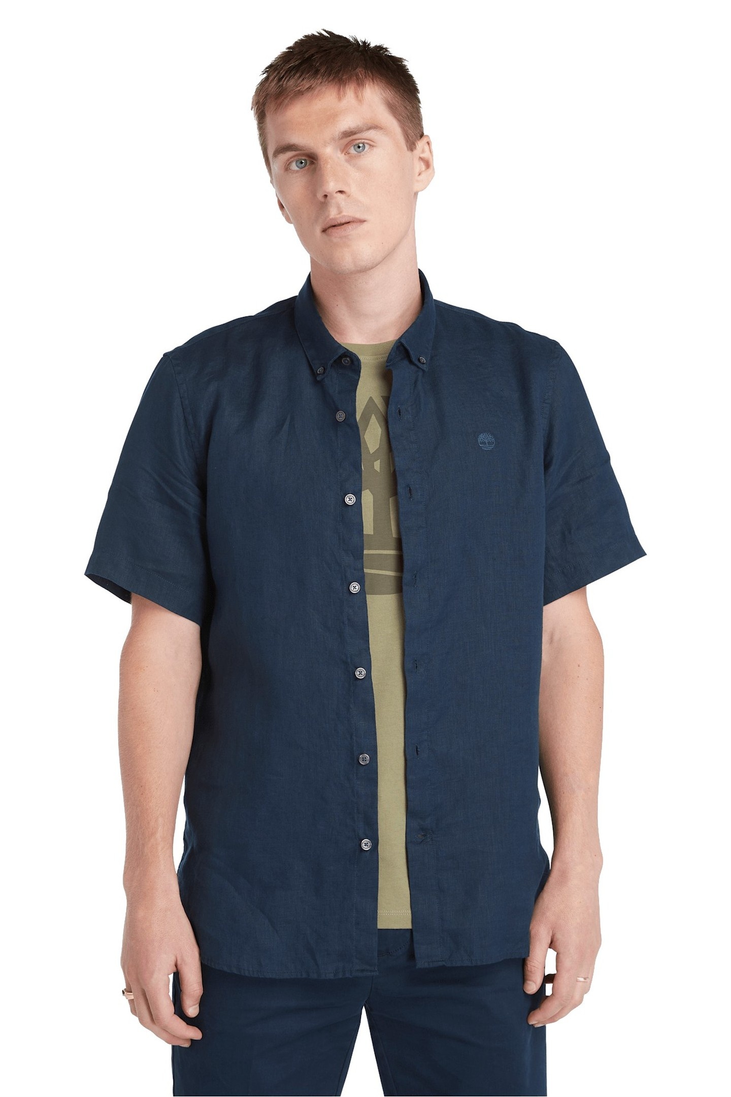 Timberland Mill Brook Linen Short Sleeve Shirt Dark Sapphire Maat: XL | Casual Overhemden Outlet | Heren | Blauw