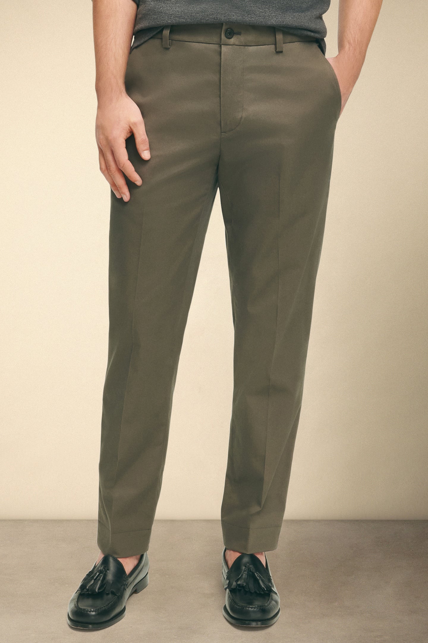 Brooks Brothers Slim Fit Advantage Stretch Chino Grey Maat: W34L34 | Chino's Outlet | Heren | Grijs