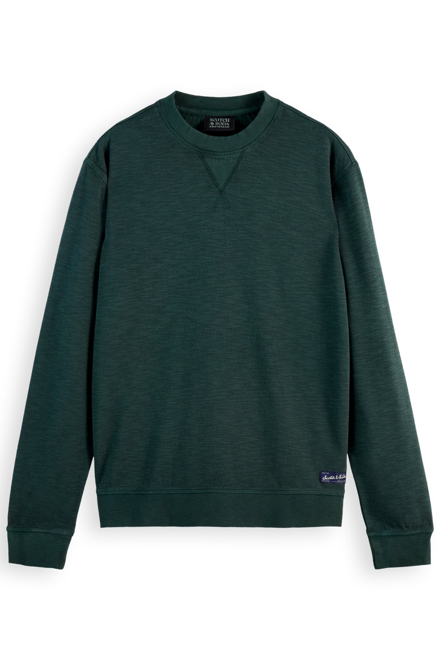 Scotch & Soda Garment Dye Structured Sweatshirt Amsterdam Green Maat: XXL | Sweaters Outlet | Heren | Groen