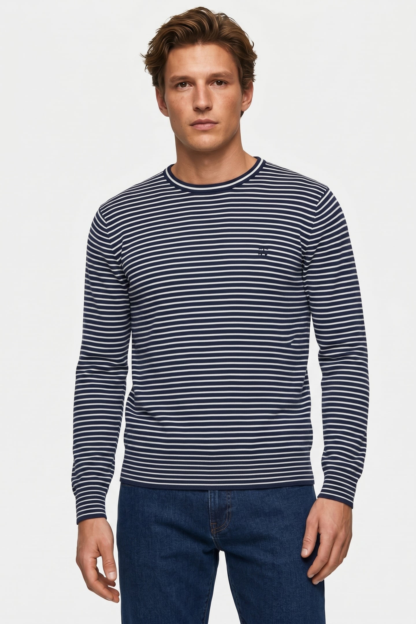 Brooks Brothers Striped Crewneck Cotton Blue Maat: XXL | Sweaters Outlet | Heren | Blauw