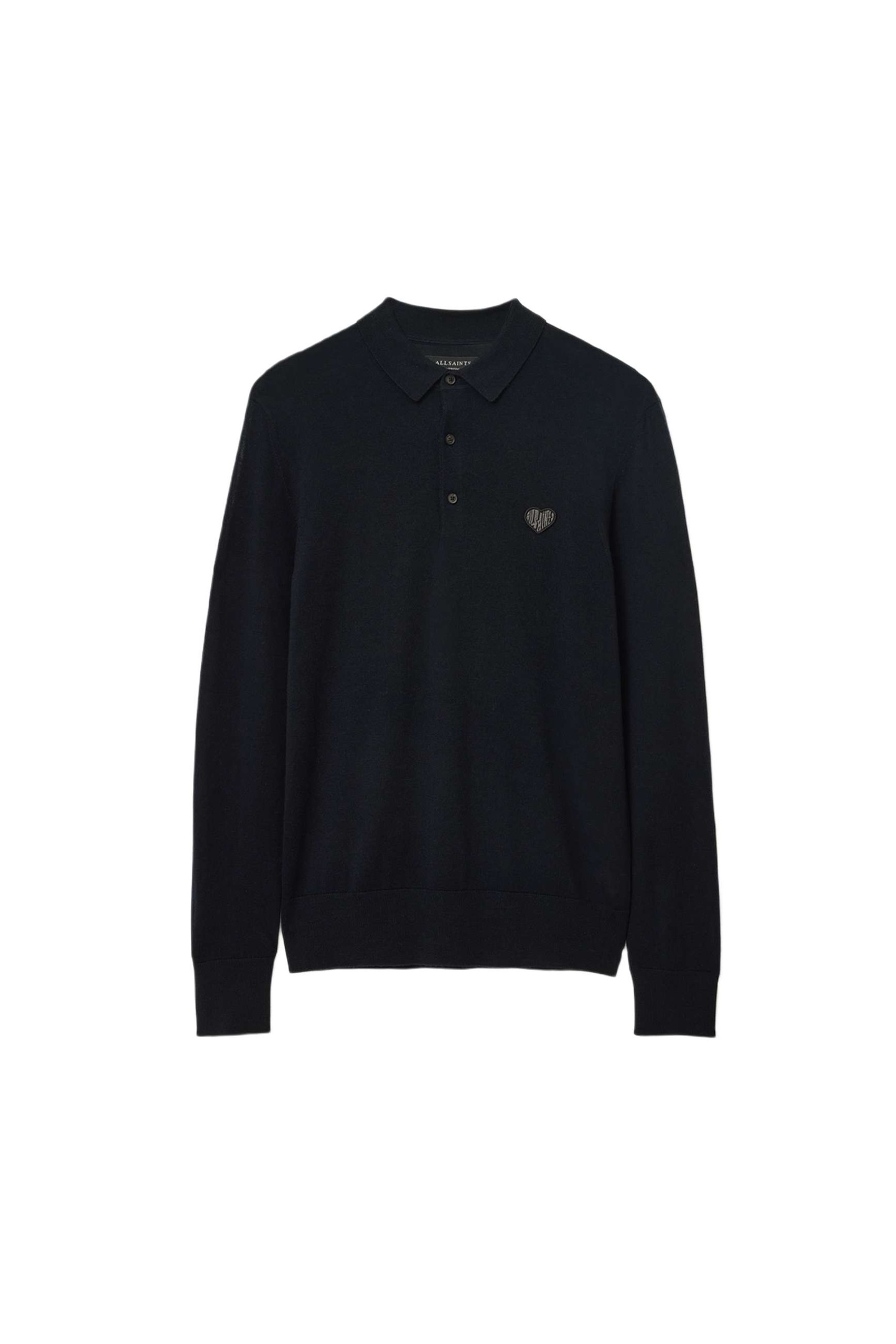 AllSaints Lver Merino Ls Polo Ink Navy Blue Maat: S | Poloshirts Outlet | Heren | Blauw