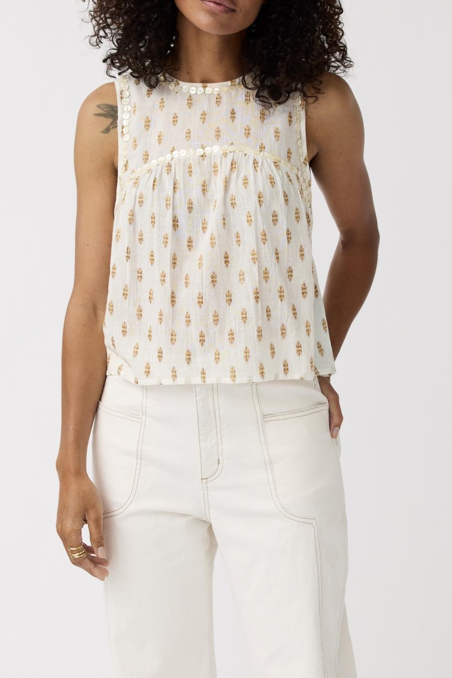 Alchemist Top Chloe Off White / Gold Maat: 36 | Blouses Outlet | Dames | Wit