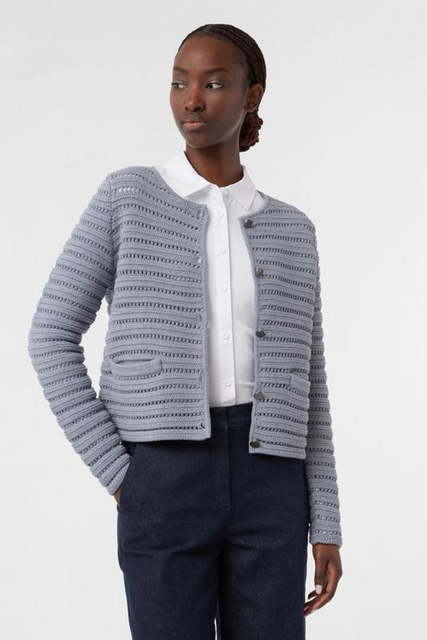 Comma Cardigan Grey/black Maat: 40 | Korte Jassen Outlet | Dames | Grijs