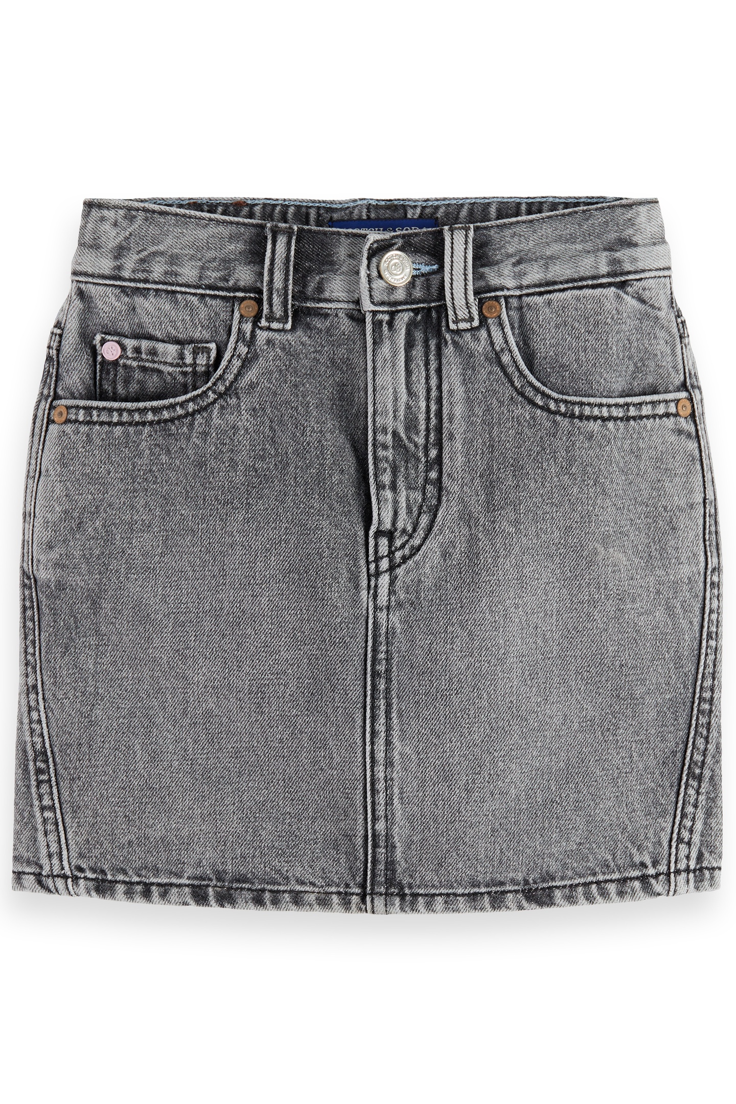Scotch & Soda Girl Washed Black Denim Mini Skirt — Black Spark Black Spark Maat: 6 | Rokken Outlet | kids | Grijs