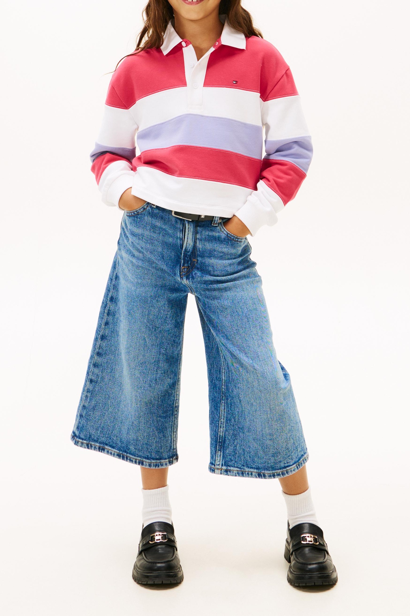 Tommy Hilfiger Girls Colorblock Polo Ls Vintage Cerise Stripes Taille: 3Y | Chemises Outlet | kids | Rose