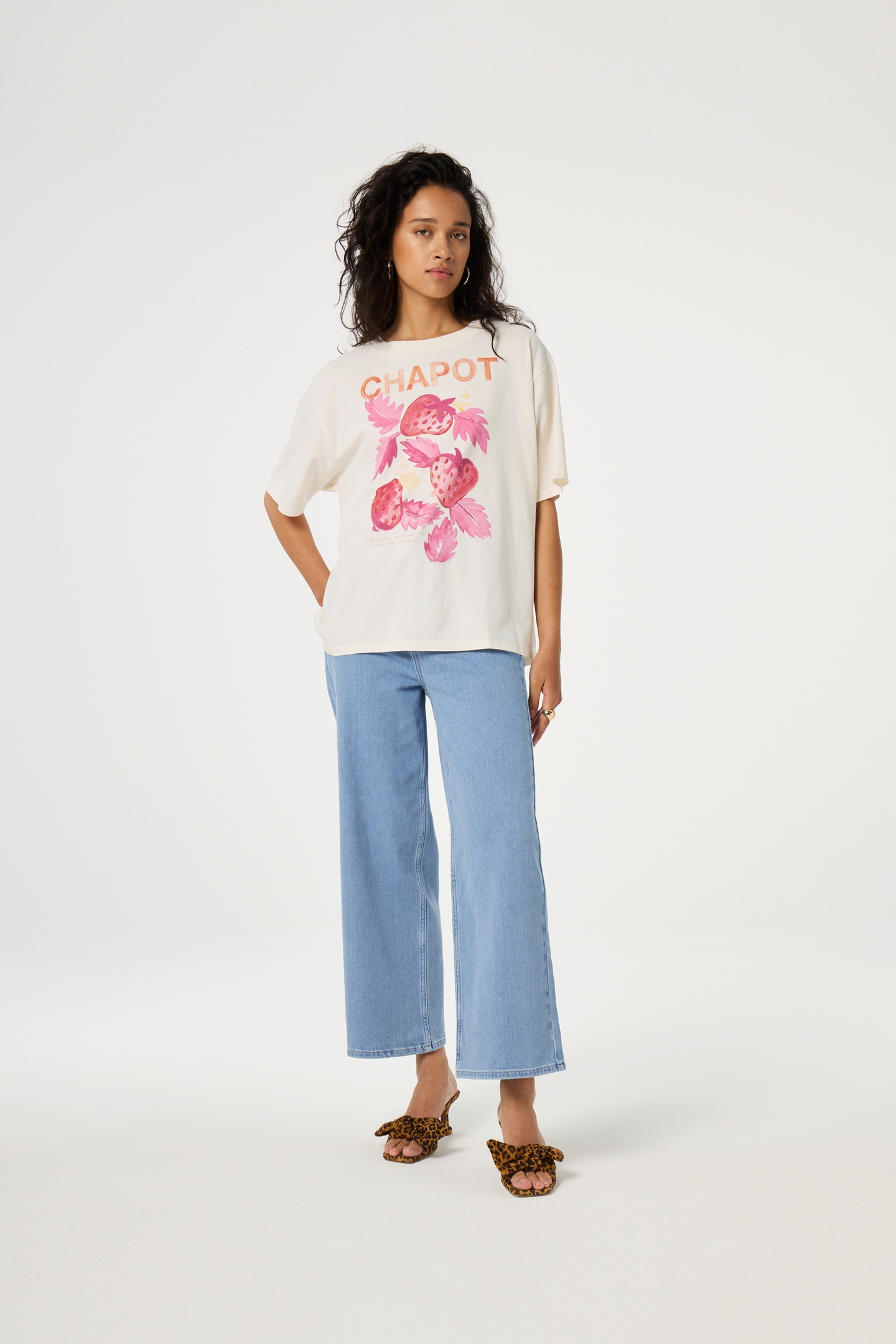 Fabienne Chapot Hayley Wide Leg Cropped Jeans Mid Blue Maat: 29 | Wijde Broeken Outlet | Dames | Blauw