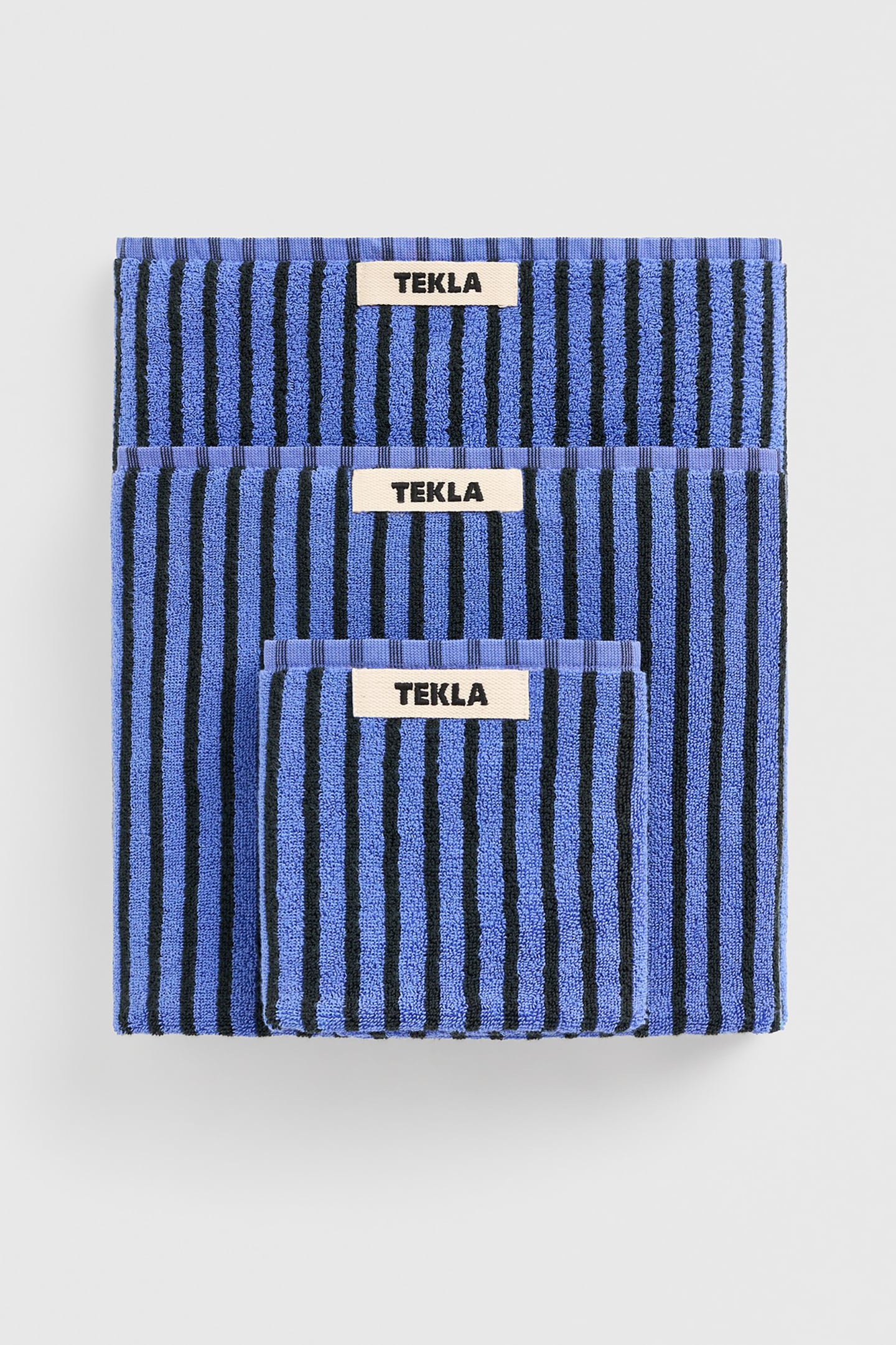 Tekla Unisex Hand Towel Blue & Black Maat: 50X90 | Handdoeken Outlet | Unisex | Blauw