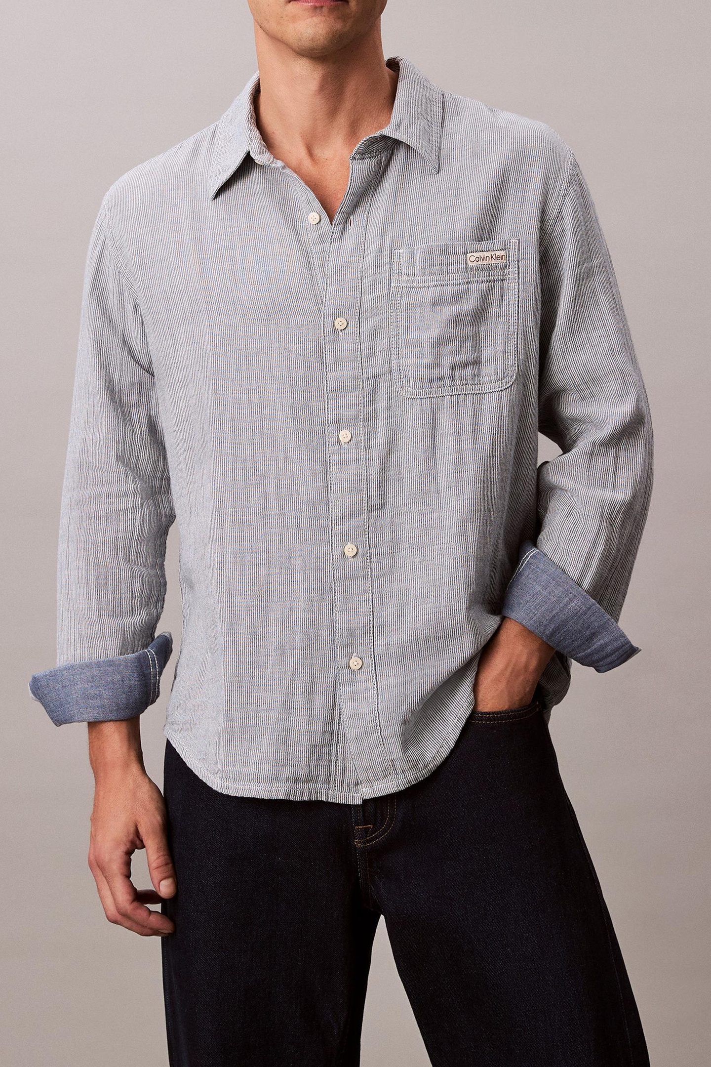 Calvin Klein Casual Classic Board Boardwalk Summer Maat: L | Casual Overhemden Outlet | Heren | Blauw