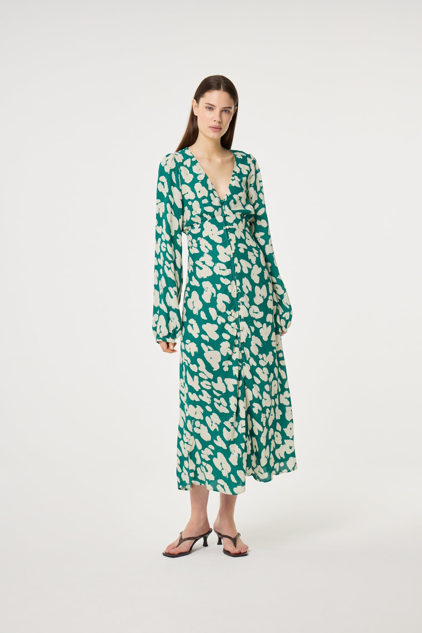Fabienne Chapot Ana Dress Evergreen/cosy White Maat: 40 | Midi Jurken Outlet | Dames | Groen
