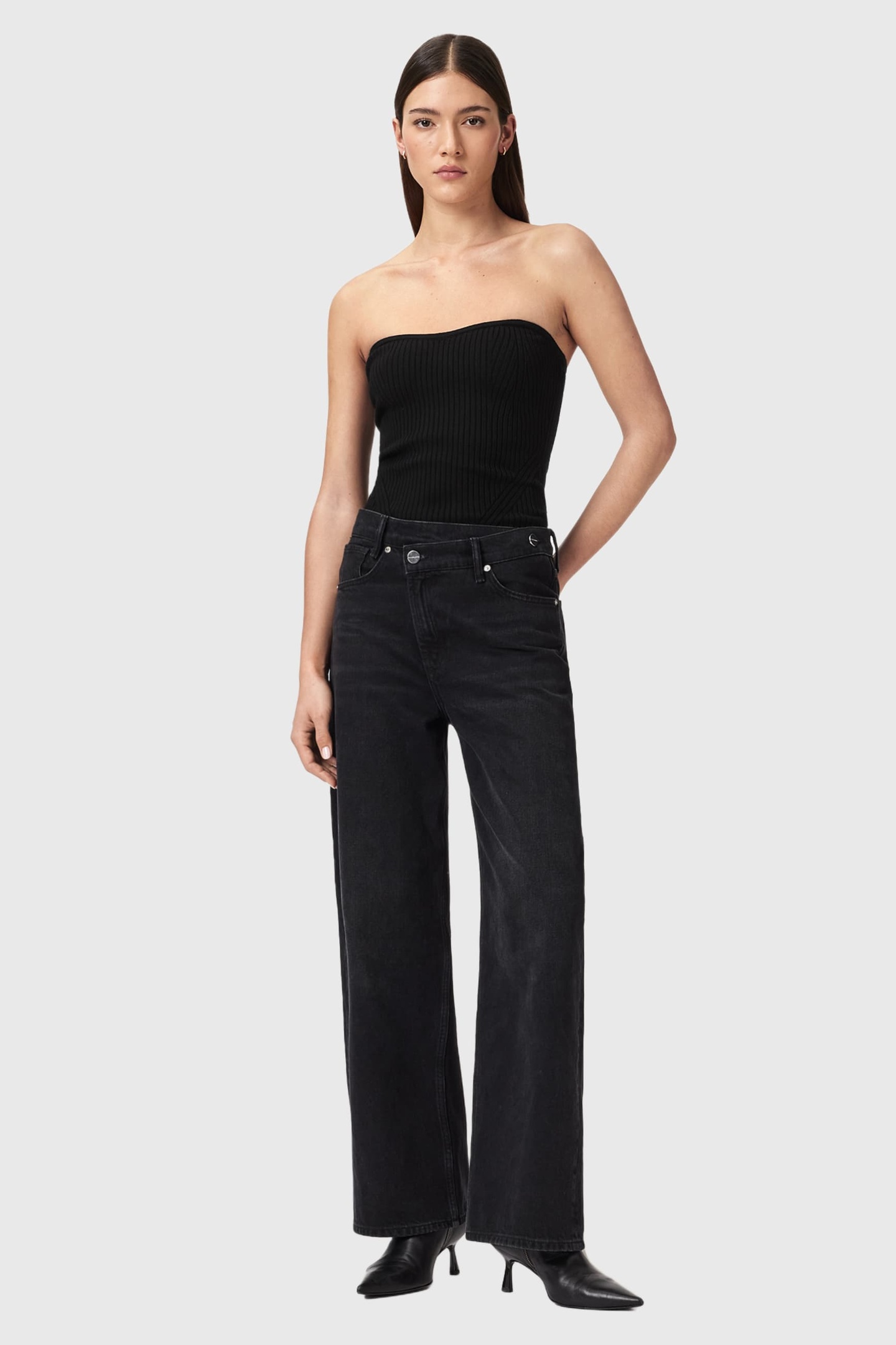 AllSaints Cruz Bandeau Top Black Maat: L | Mouwloze Tops Outlet | Dames | Zwart