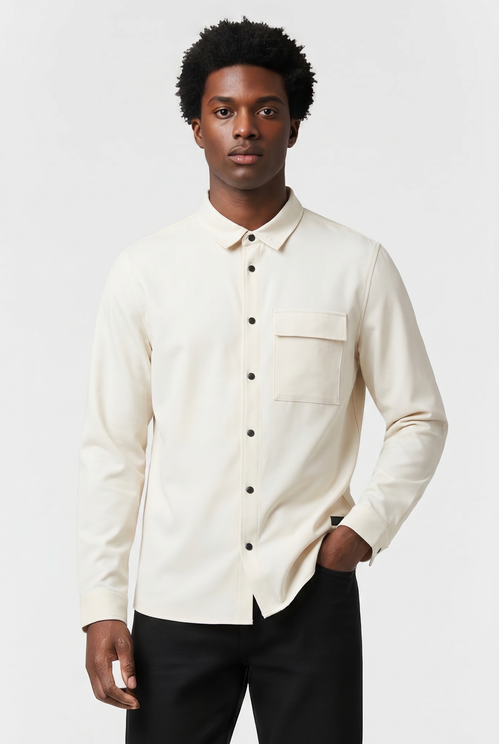 Lyle & Scott Black Eagle Pocket Shirt Bleached Sand Maat: S | Casual Overhemden Outlet | Heren | Beige