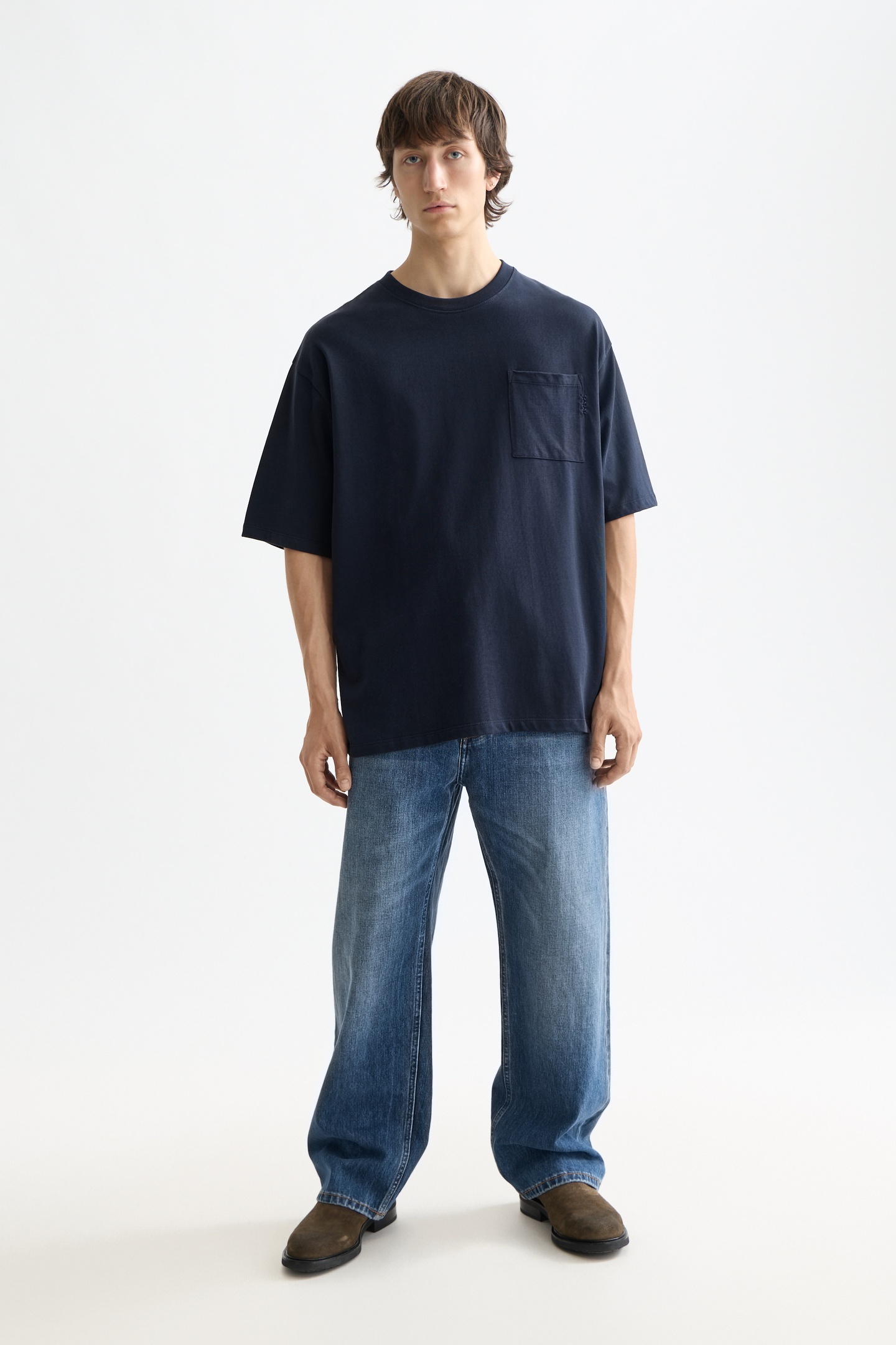 Scotch & Soda Core - 3 Crosses Loose Fit Pocket T-shirt Night Maat: S | Basic T-Shirts Outlet | Heren | Blauw