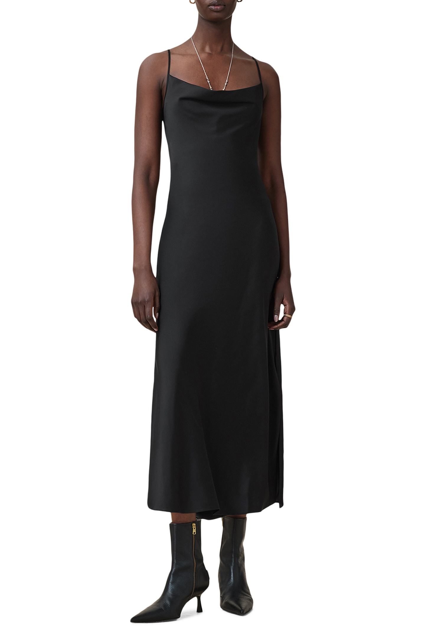 AllSaints Hadley Dress Black Maat: 12 | Midi Jurken Outlet | Dames | Zwart
