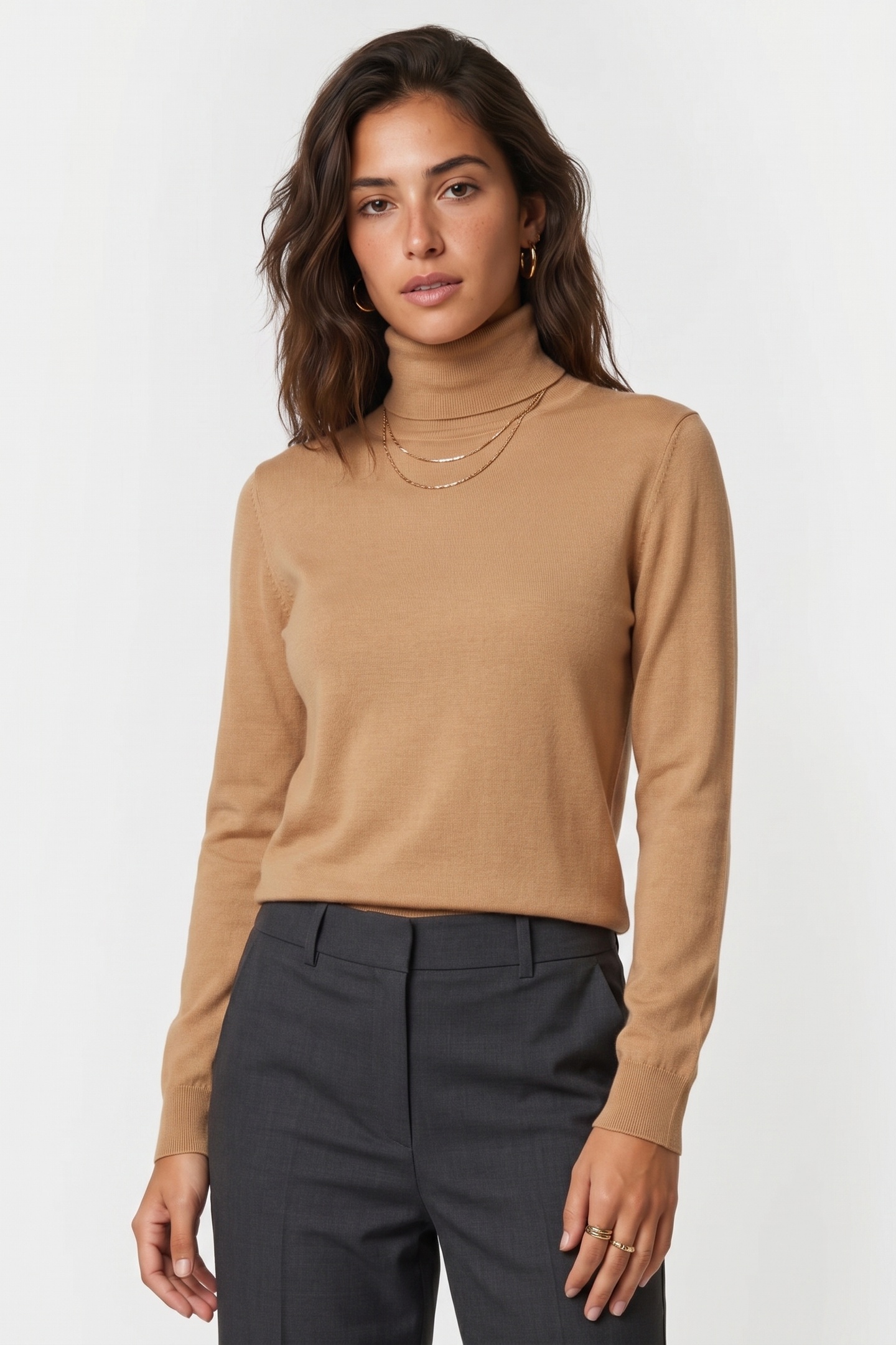 Brooks Brothers Merino Wool Turtleneck Camel Maat: XS | Sweaters Outlet | Dames | Beige