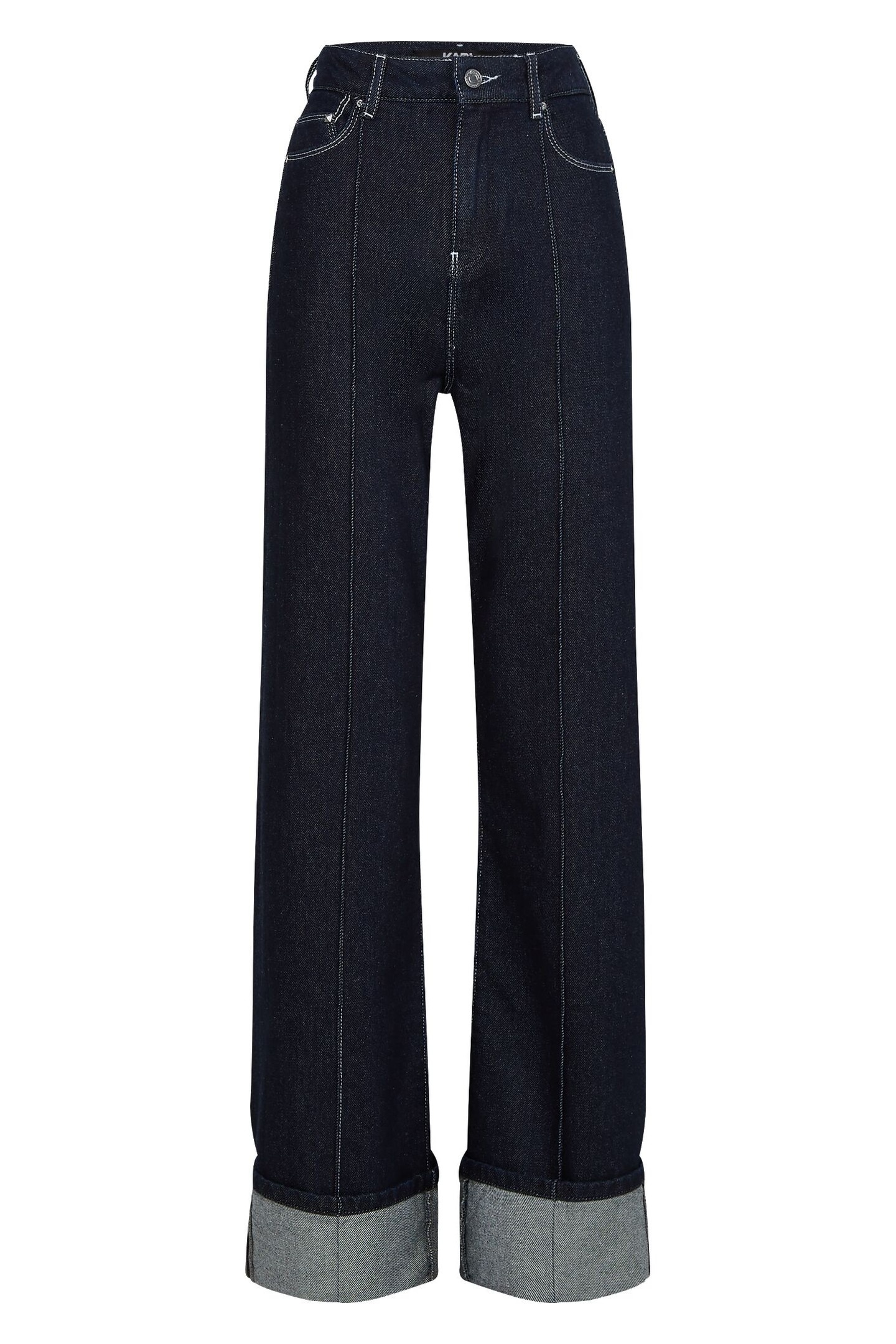 Karl Lagerfeld Wide Leg Denim W/ Pin-tuck Dark Grey Maat: W28 | Wijde Broeken Outlet | Dames | Blauw