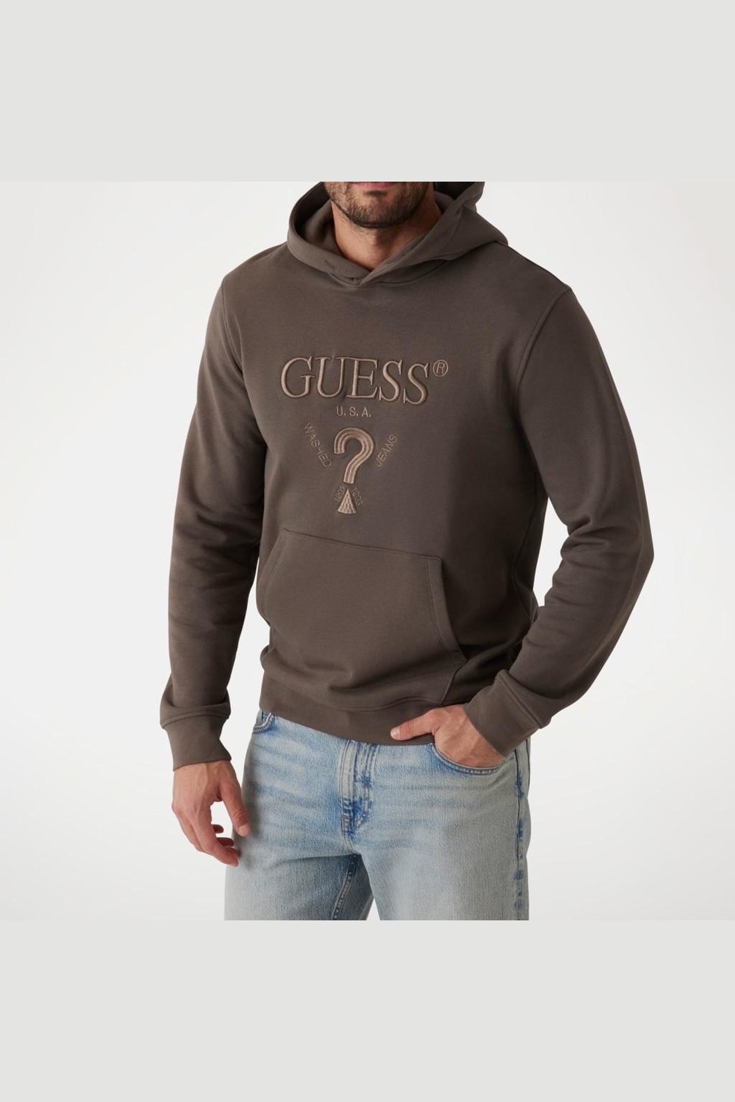 GUESS Eco Beau Hoodie Sweatshi General Brown Maat: M | Hoodies Outlet | Heren | Bruin