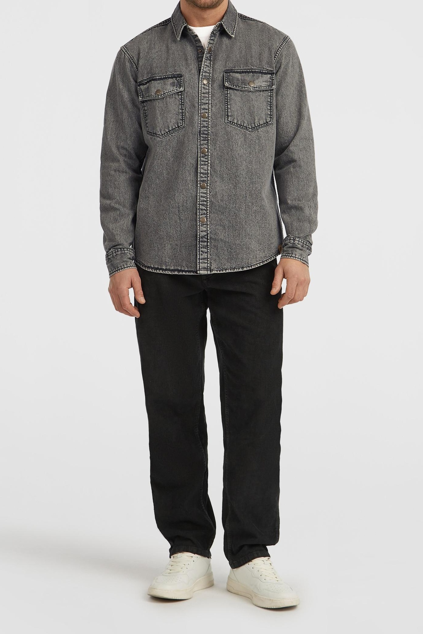 O'Neill O'riginals Denim Shirt Black Out Maat: L | Casual Overhemden Outlet | Heren | Grijs