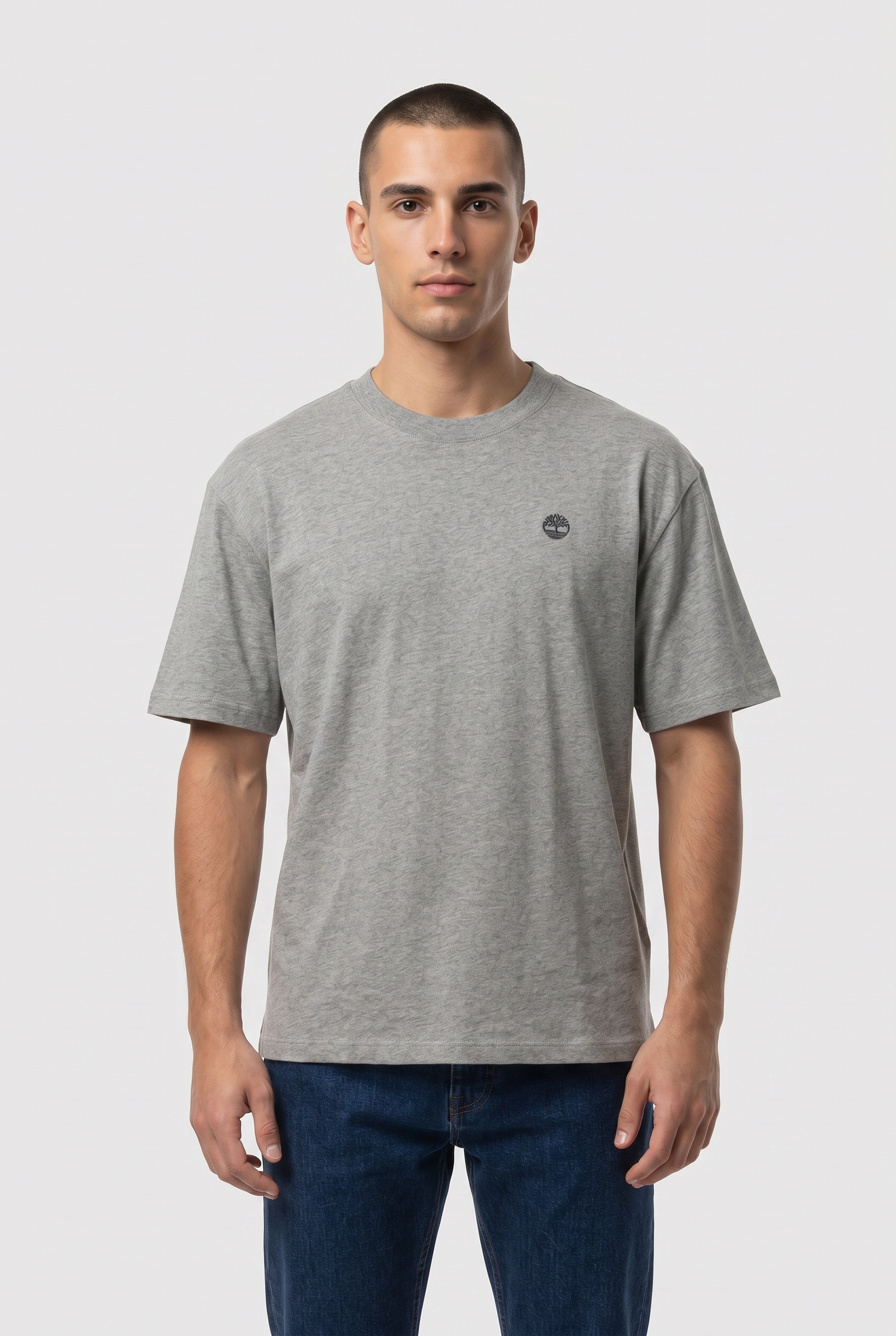 Timberland Short Sleeve Tee Med Gry Heather Maat: S | Basic T-Shirts Outlet | Heren | Grijs