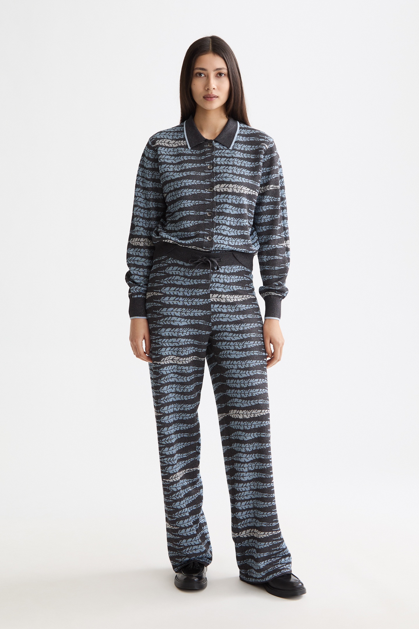Scotch & Soda Lurex Jacquard Trousers Charcoal Art Taille: M | Pantalons de survêtement Outlet | Femme | Le Noir