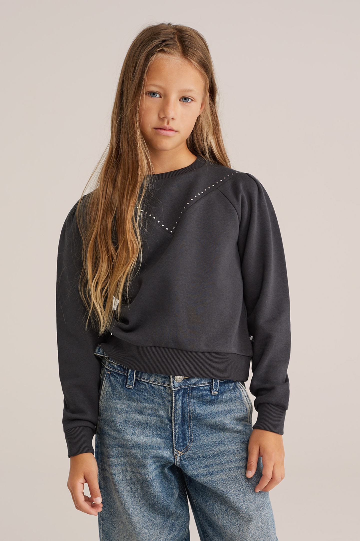 We Fashion Sweater Dark Grey Maat: 134/140 | Truien Outlet | Unisex | Zwart