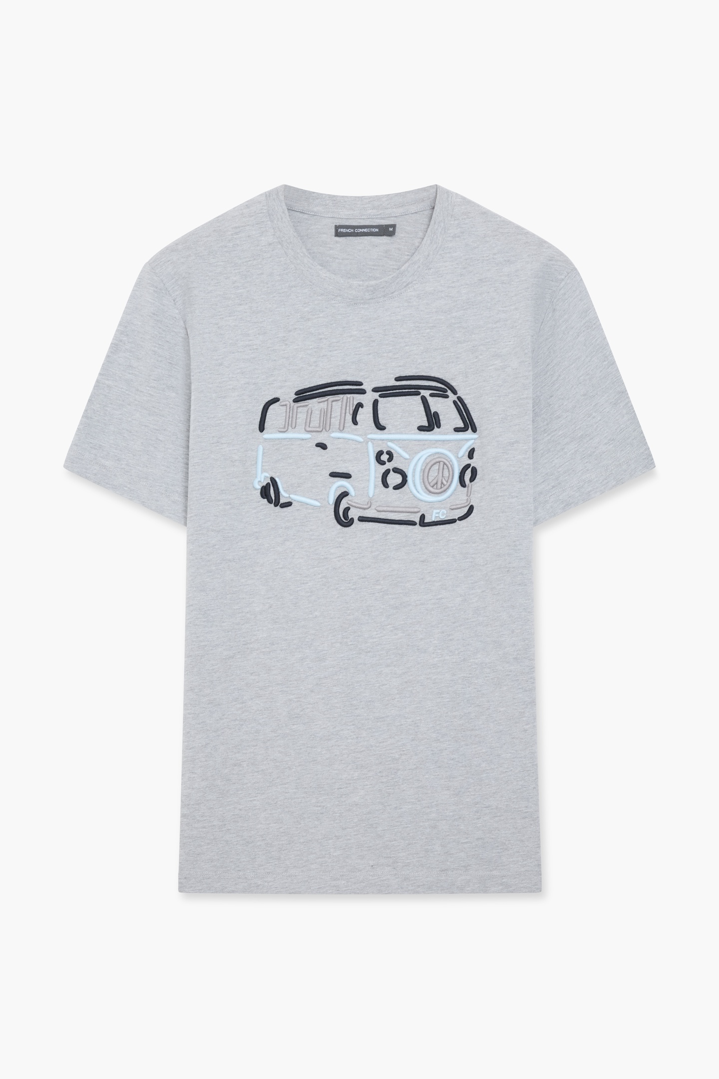 French Connection Camper 3 Colour Lgt Grey Mel Maat: S | T-shirts met Print Outlet | Heren | Grijs